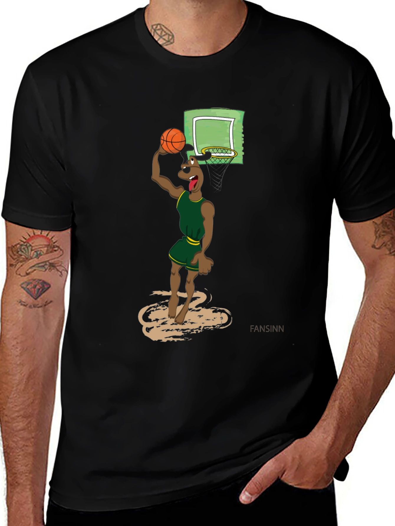 Variant 7 of Cartoon Dog Basketball Graphic T-Shirt