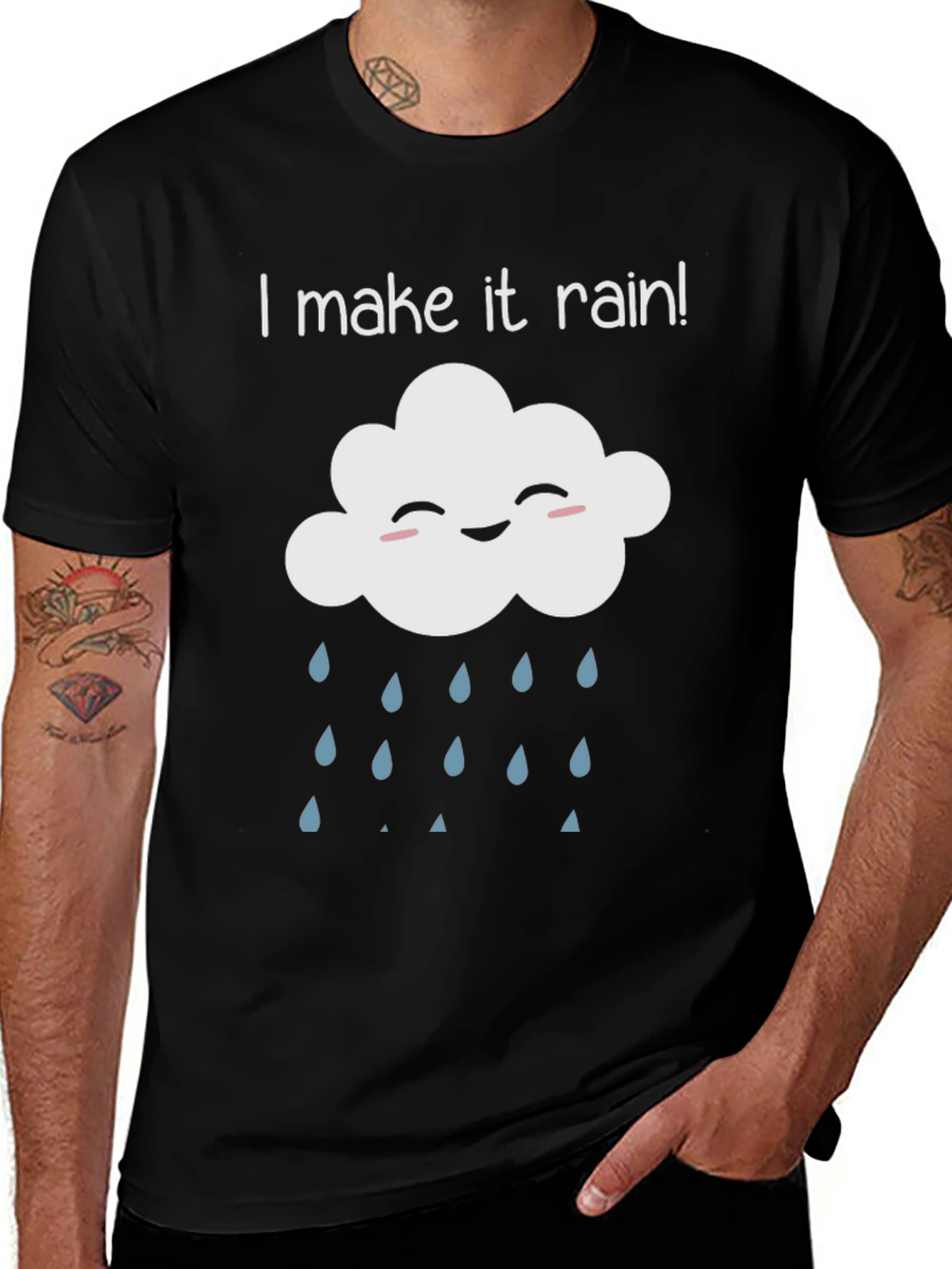 Black I Make it Rain T-Shirt - Funny Cloud Tee main image