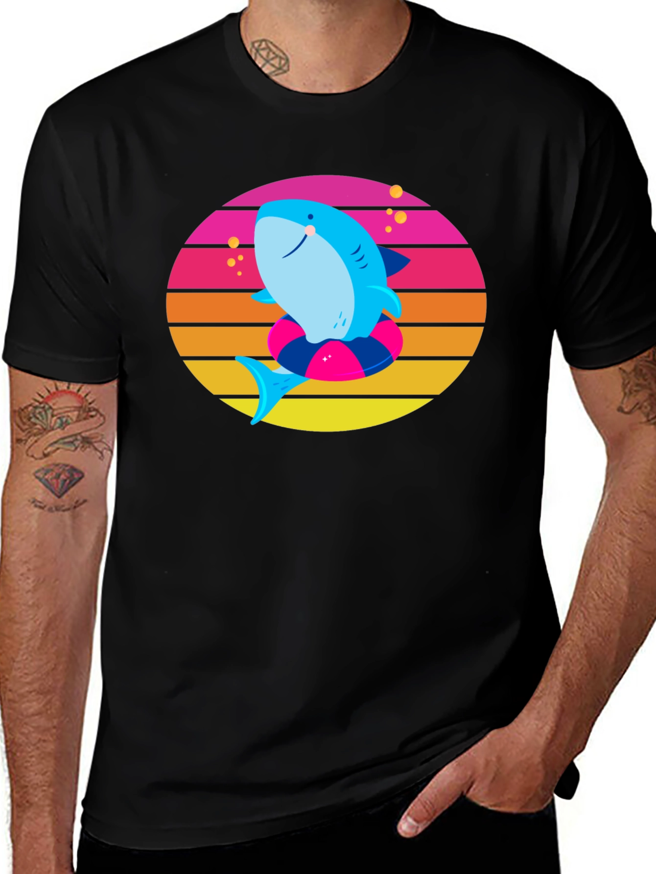 Variant 27 of Shark on Float Retro Style T-Shirt