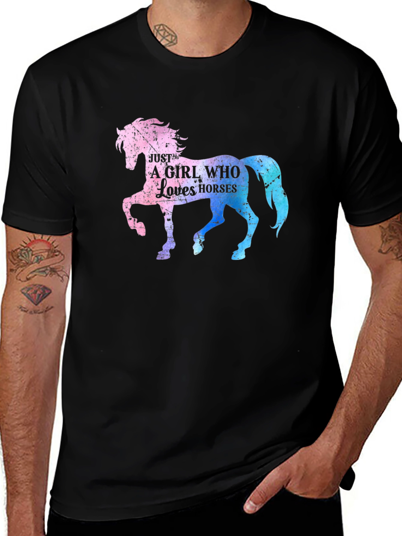 Variant 7 of Just A Girl Who Loves Horses Black T-Shirt