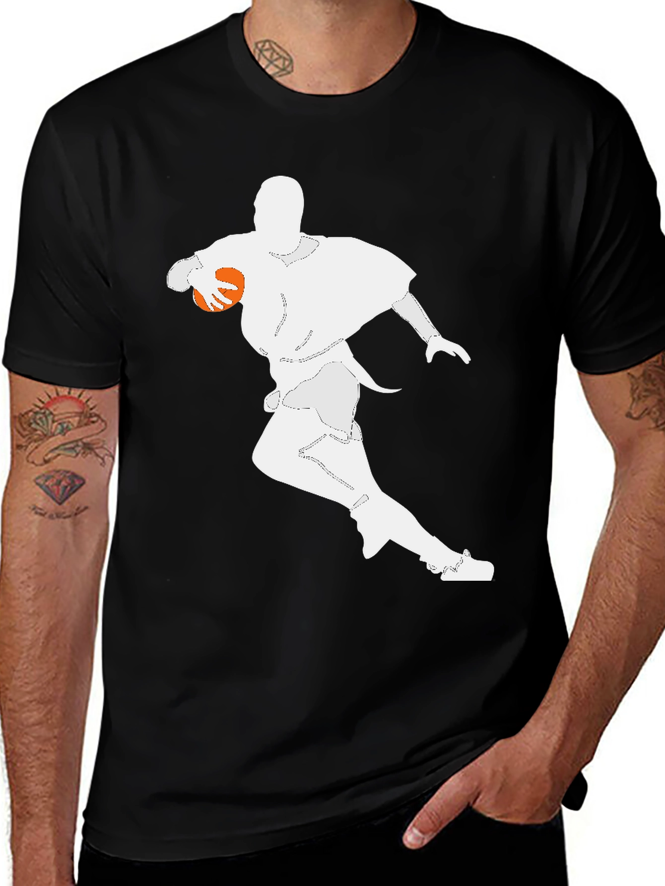 Variant 26 of Football Player Graphic Tee - Black Cotton T-Shirt