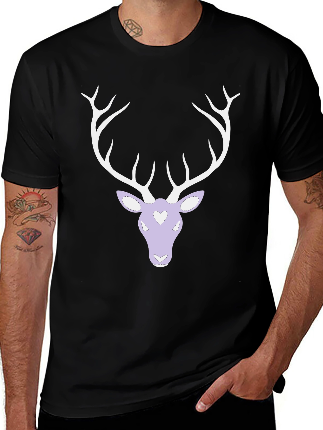 Deer Antler Graphic Tee - Black