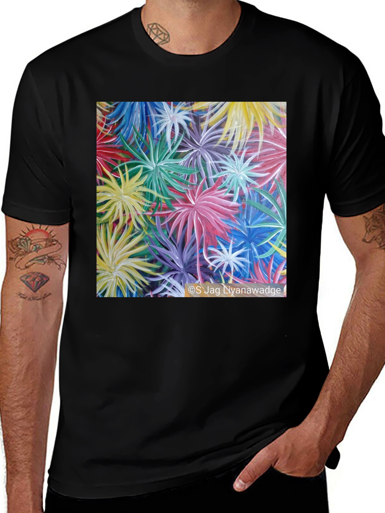 Variant 4 of Vibrant Floral Art Tee - Unique Graphic Print T-Shirt