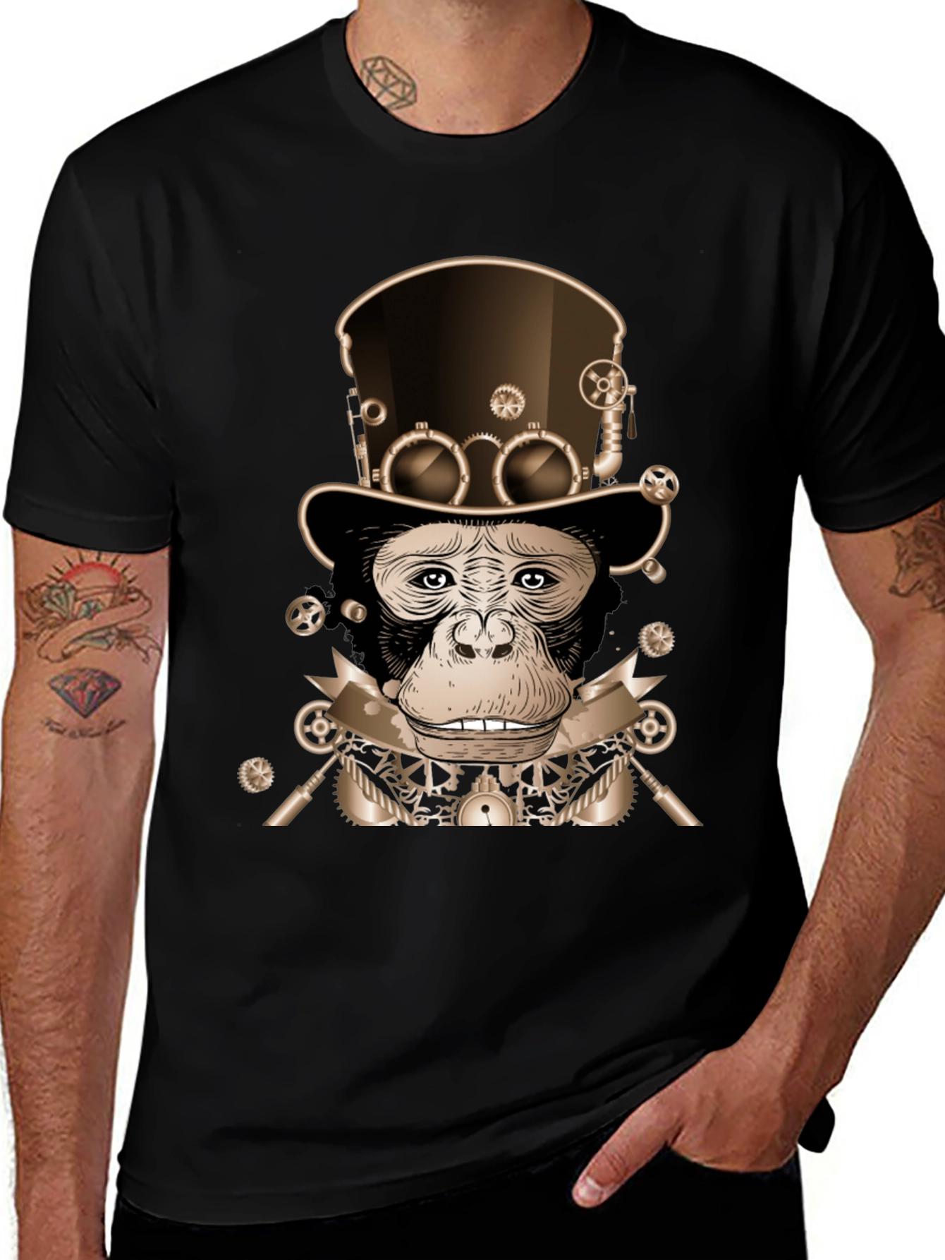 Variant 17 of Steampunk Monkey T-Shirt - Gear Up Your Style!