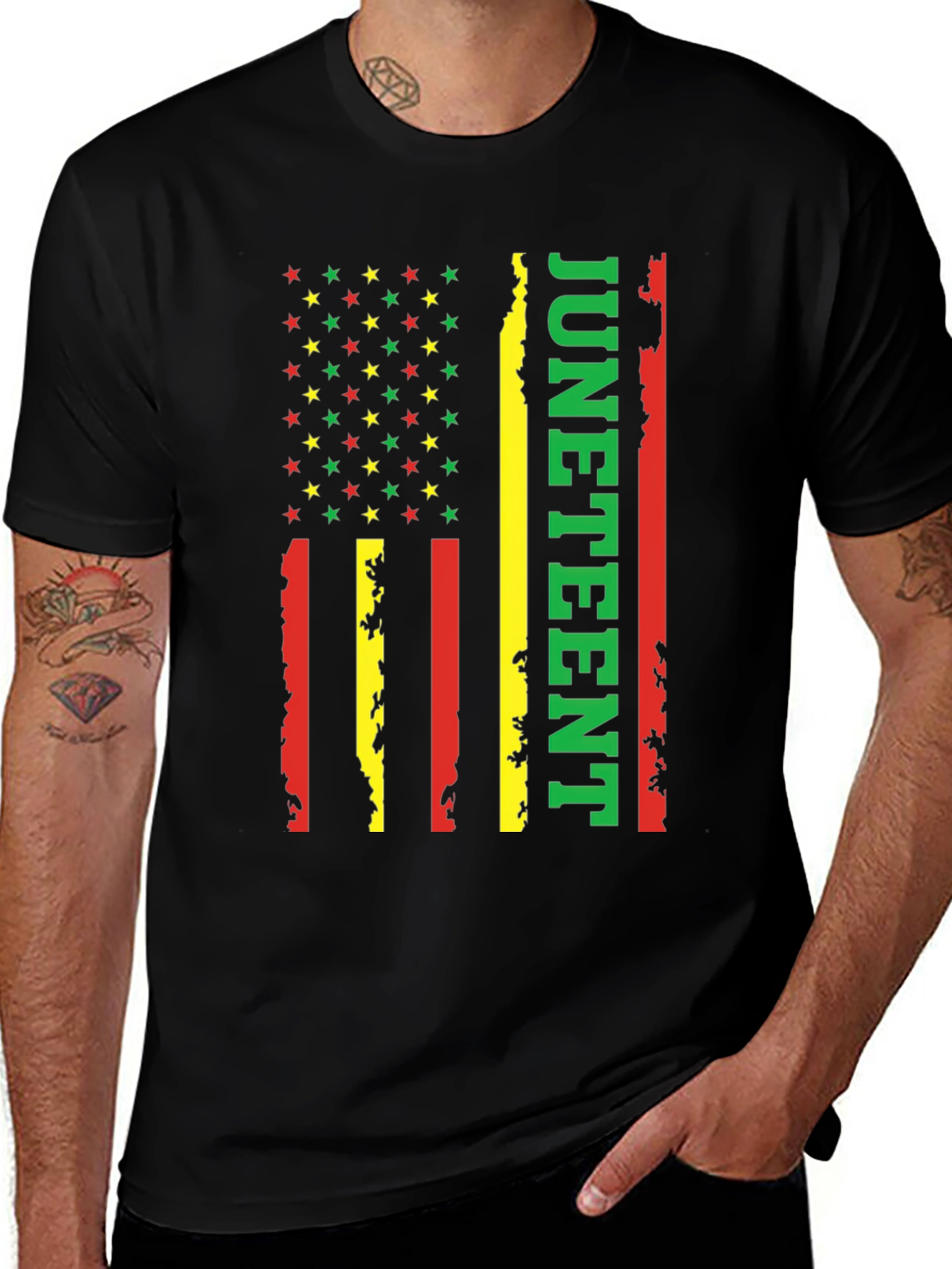 Juneteenth Flag Graphic Tee - Black