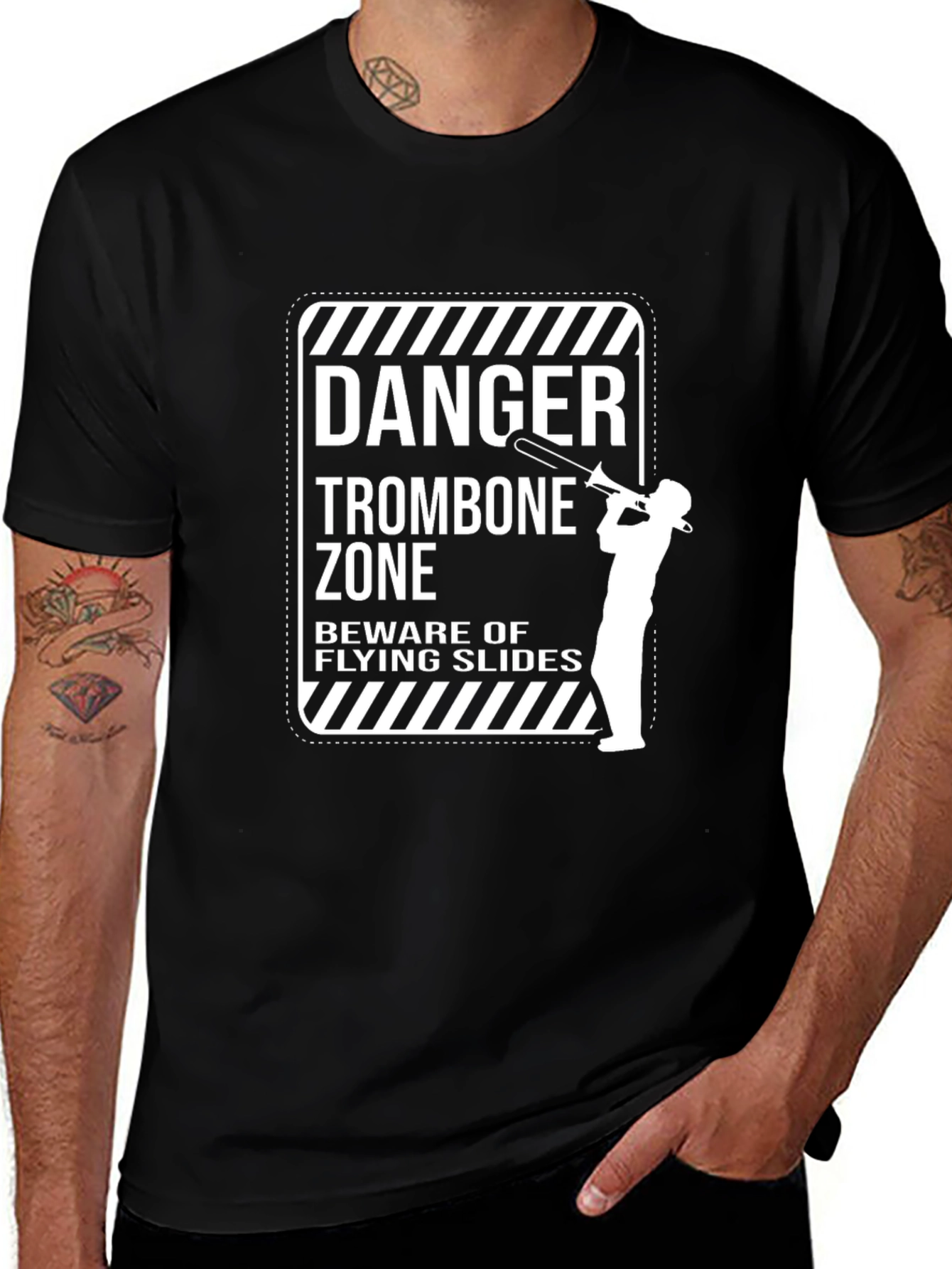 Variant 14 of Danger Trombone Zone Black T-Shirt