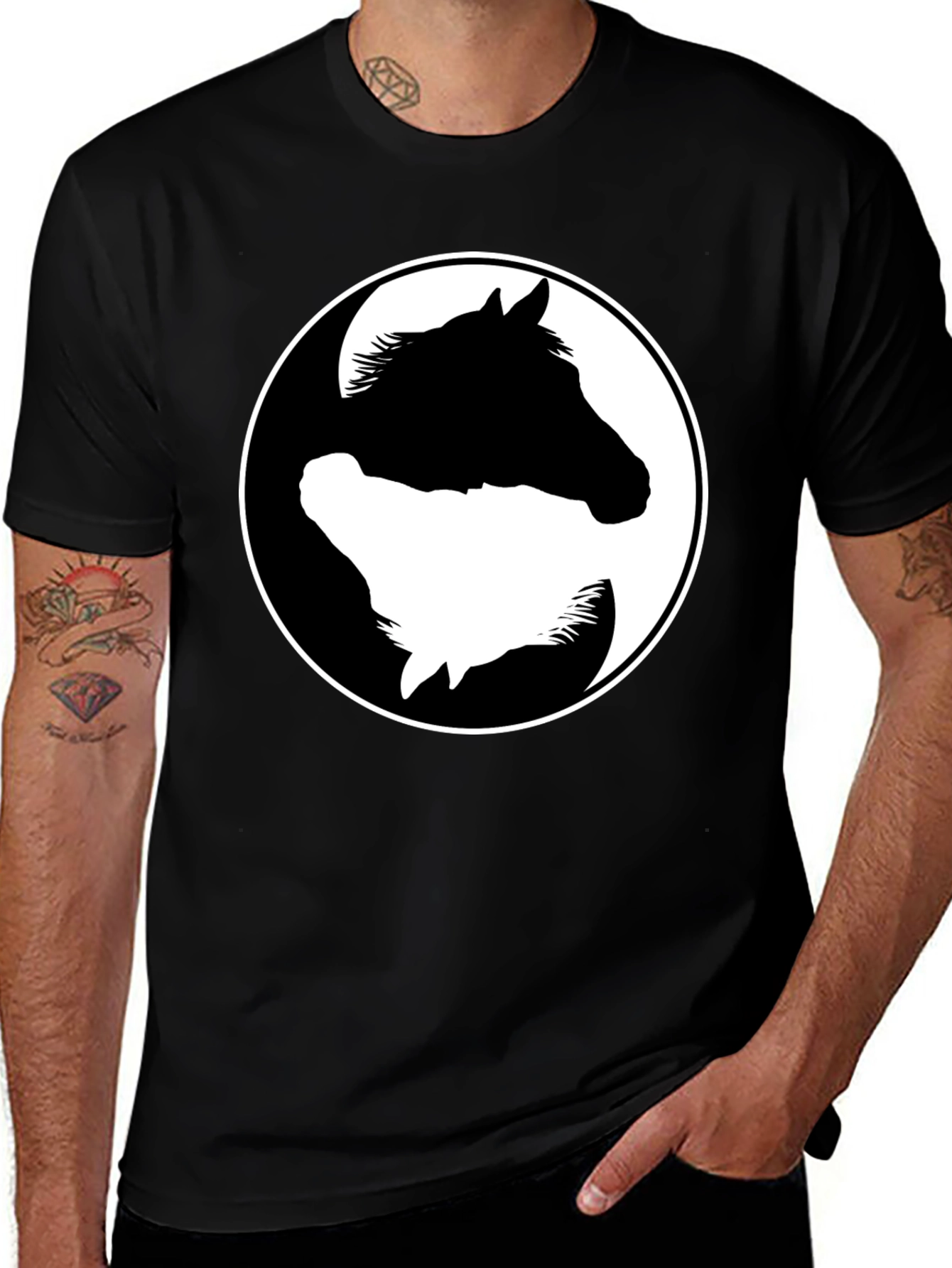 Yin Yang Horse Graphic Tee - Stylish Comfort