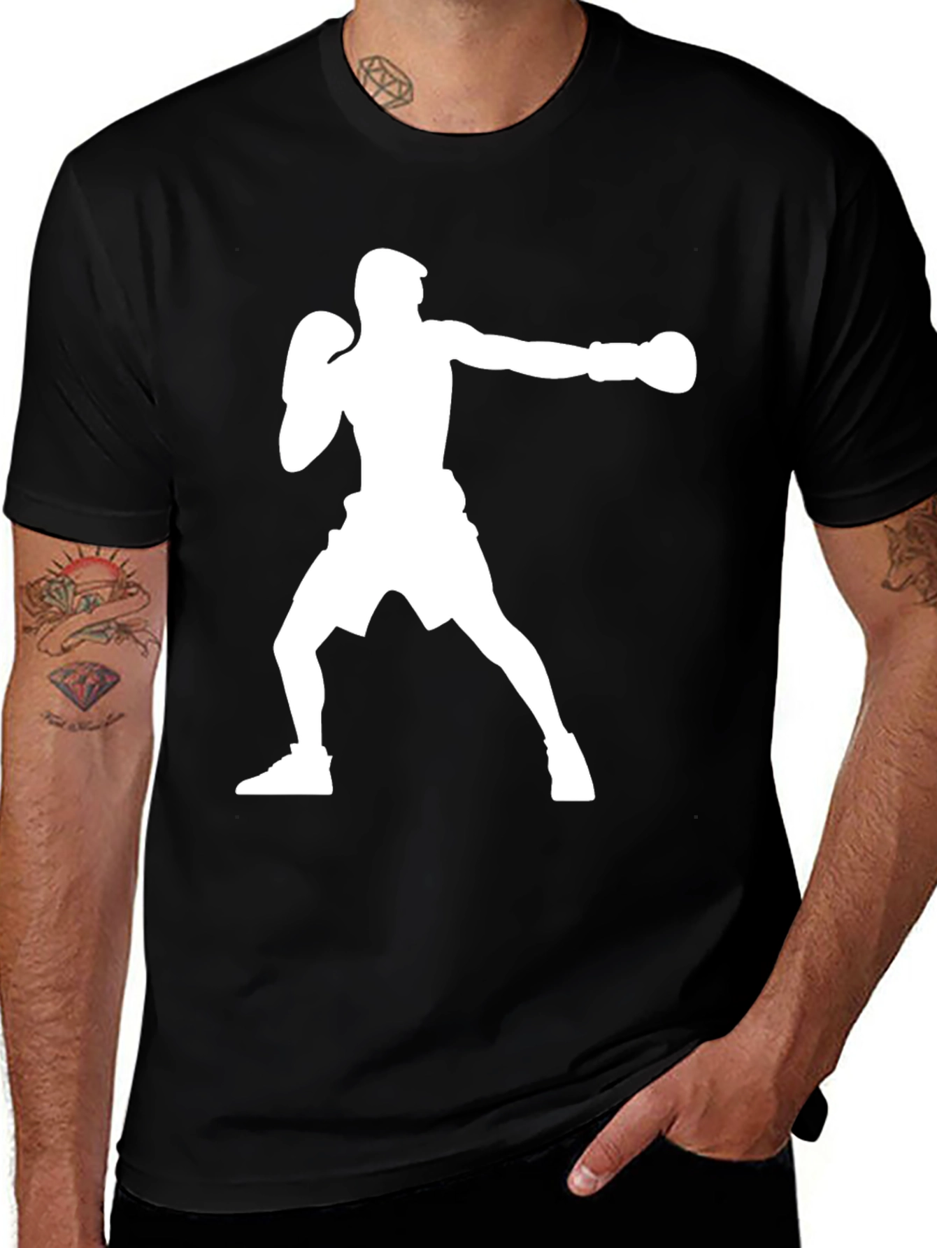 Variant 15 of Boxing Silhouette Graphic T-Shirt - Black