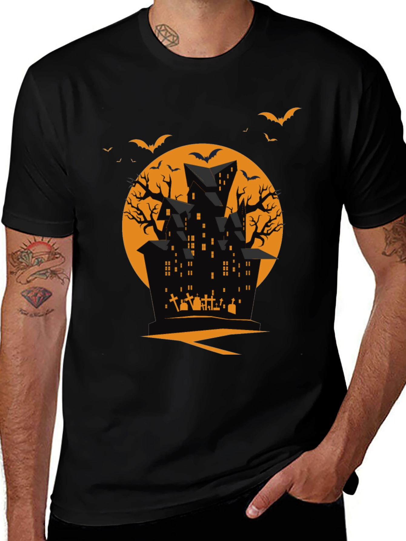 Halloween Haunted House Graphic Tee