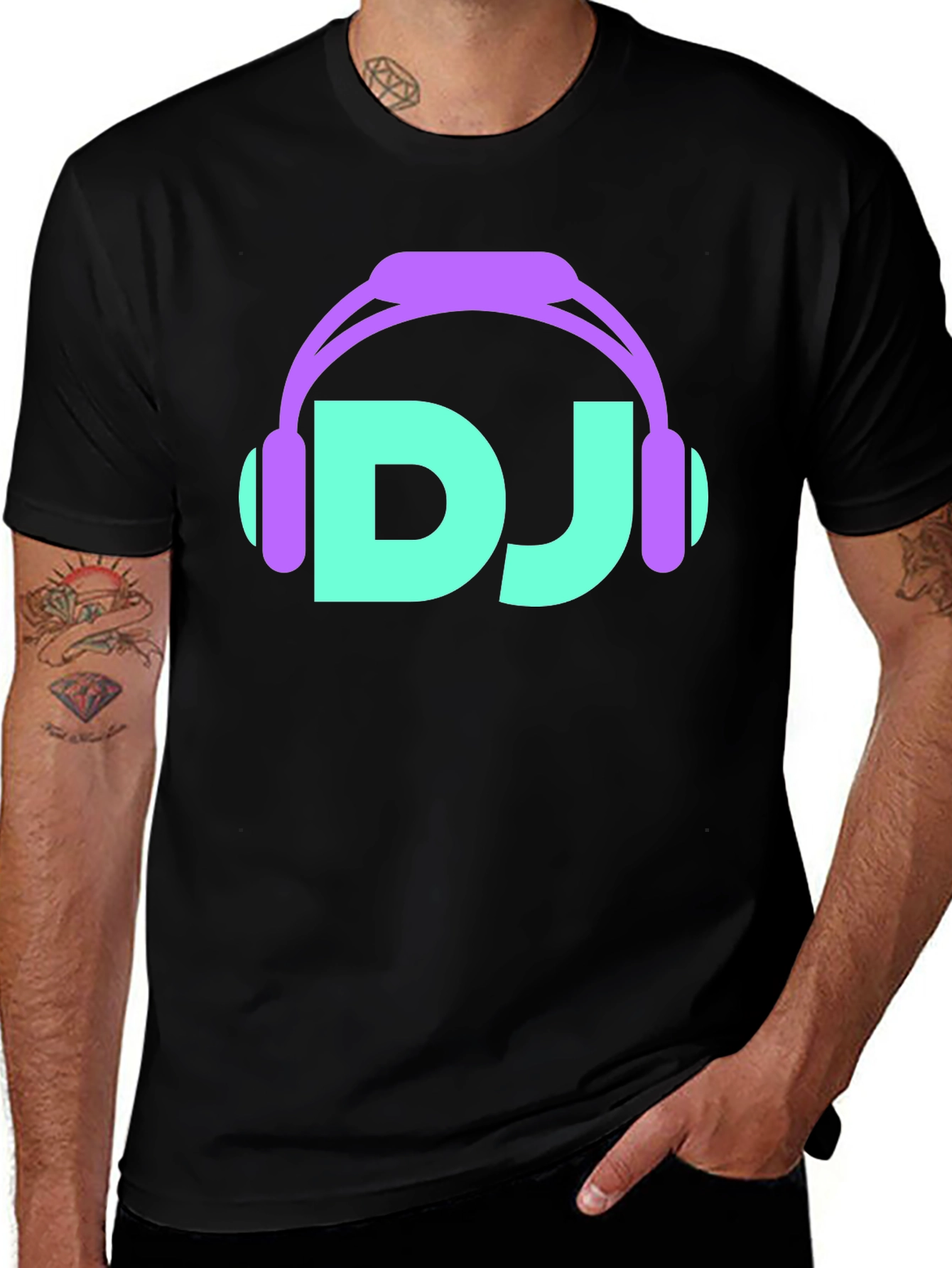 Variant 3 of DJ Headphones Graphic T-Shirt - Black