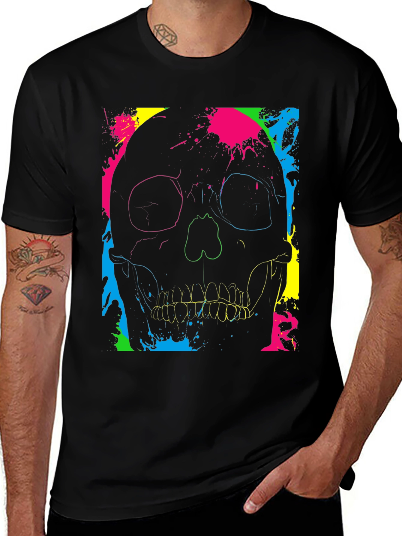 Variant 29 of Neon Skull Graphic Print T-Shirt