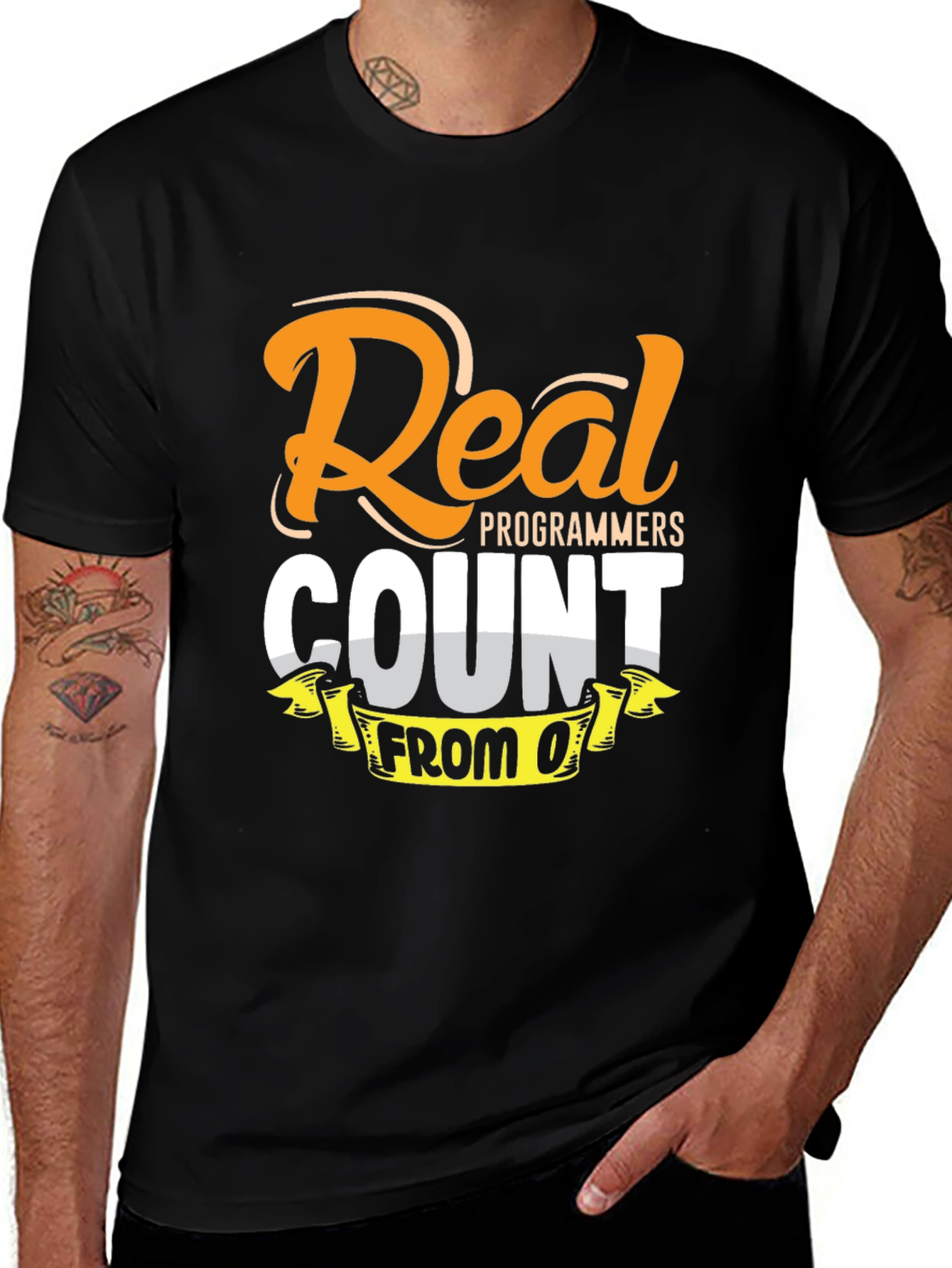 Real Programmers Count From 0 Black T-Shirt