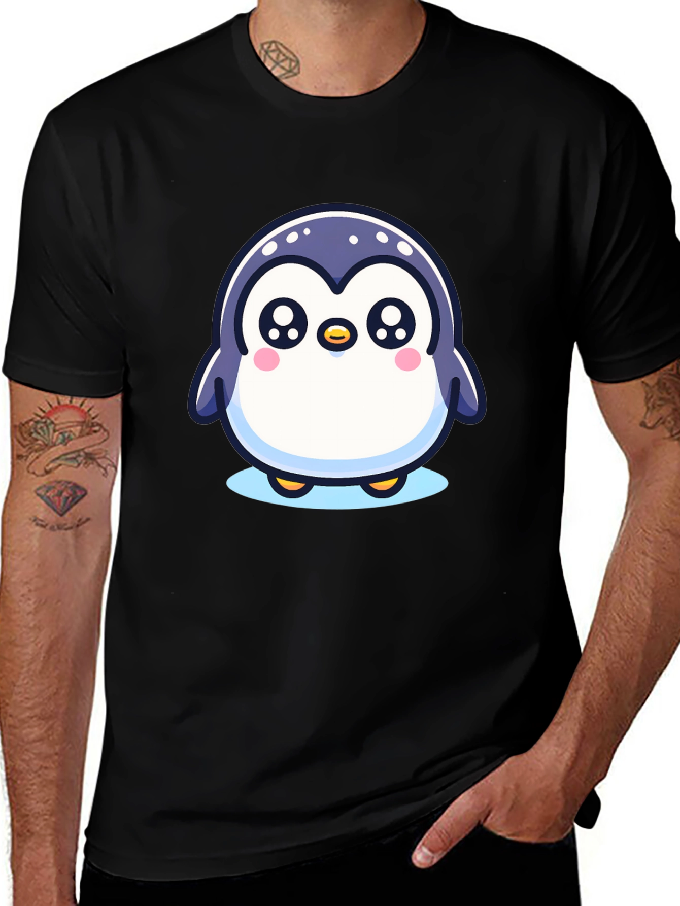 Variant 2 of Cute Penguin Graphic Black T-Shirt