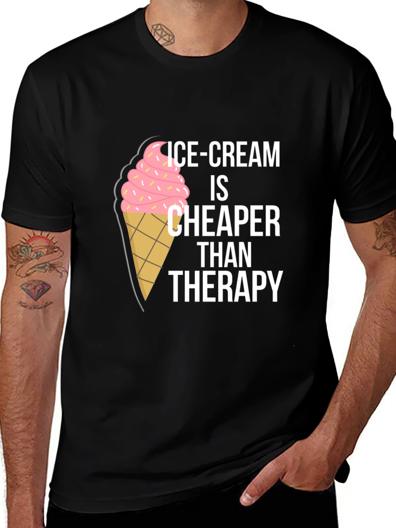 Variant 12 of Ice Cream Cheaper Than Therapy Graphic Tee
