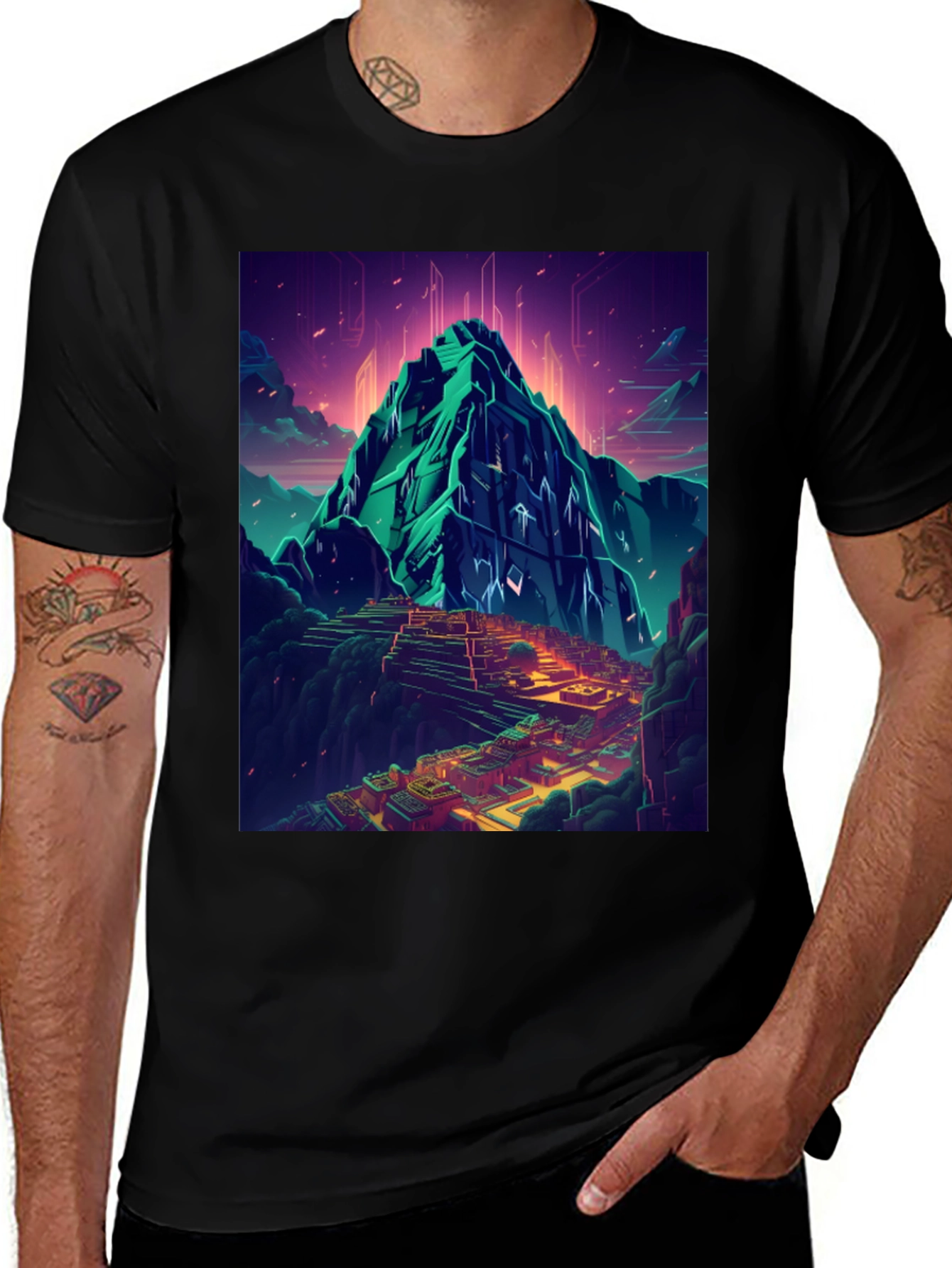 Variant 28 of Machu Picchu Graphic Tee - Neon Ascent