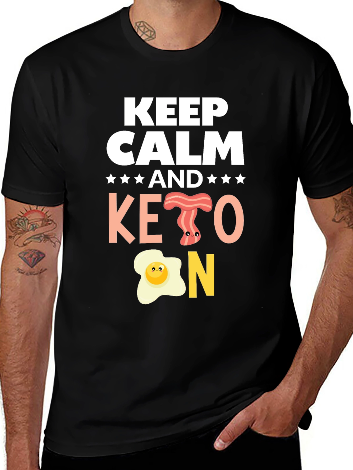 Keep Calm and Keto On Black Graphic Tee