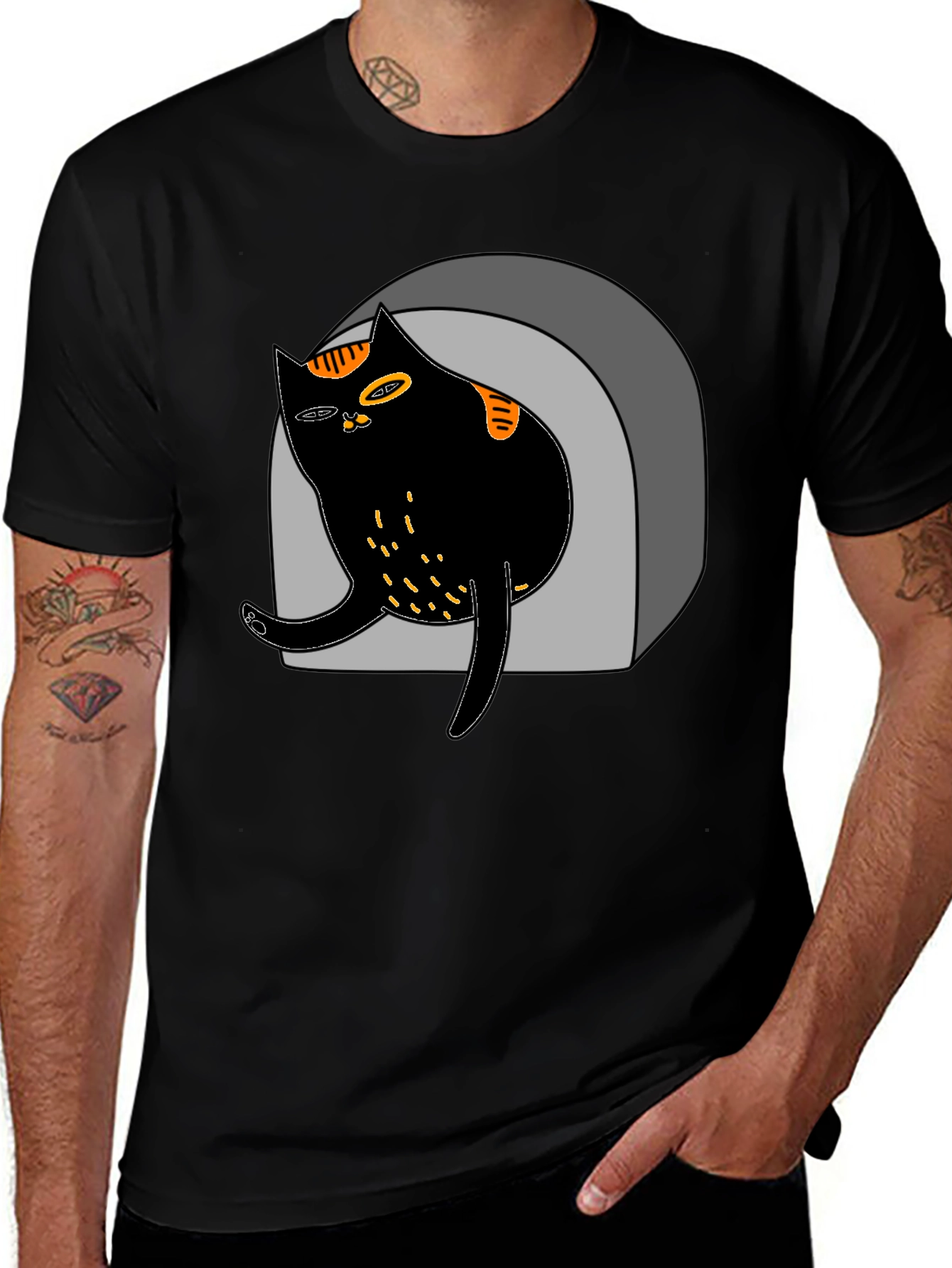 Variant 4 of Cool Cat in Cave Graphic Tee - Black T-Shirt