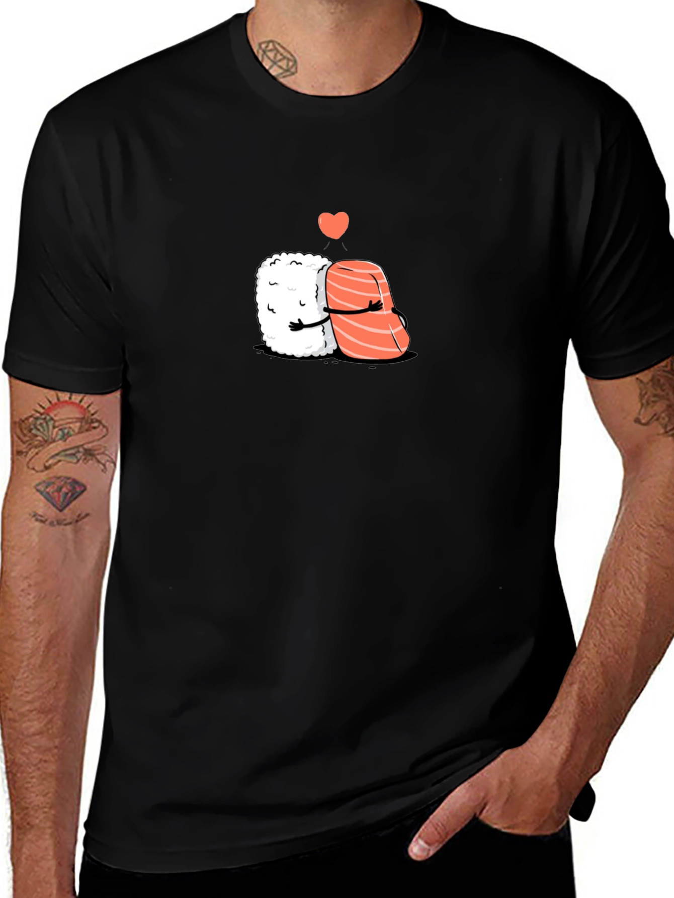 Sushi Love T-Shirt - Hugging Sushi Design