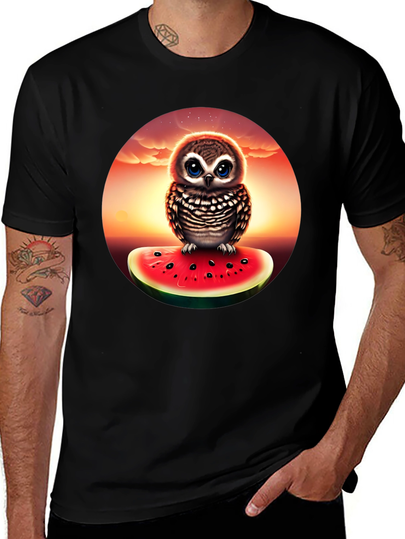 Variant 25 of Owl Watermelon Graphic Tee