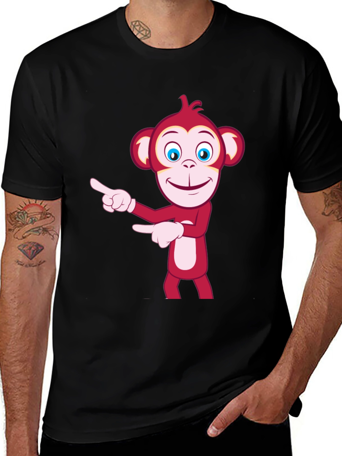 Variant 30 of Funny Monkey Graphic Tee - Casual Black T-Shirt