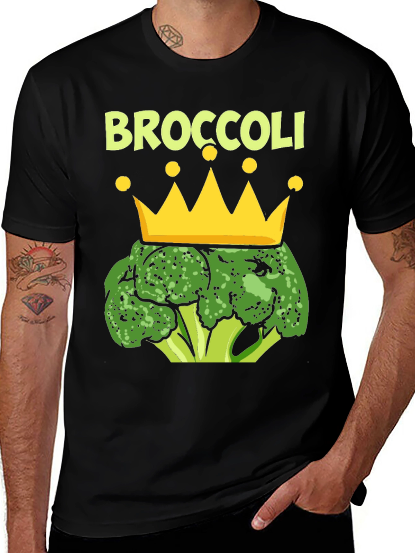 Variant 6 of Broccoli King T-Shirt Funny Vegan Graphic Tee
