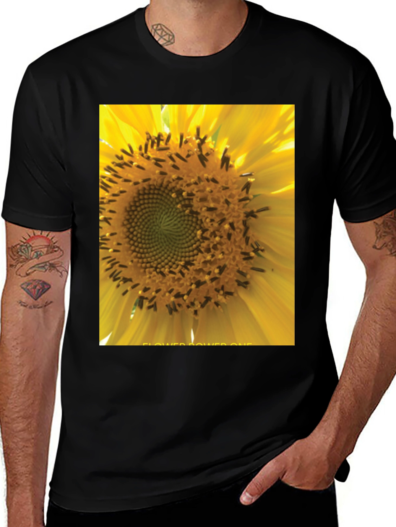 Variant 3 of Sunflower Power Tee - Black Graphic T-Shirt