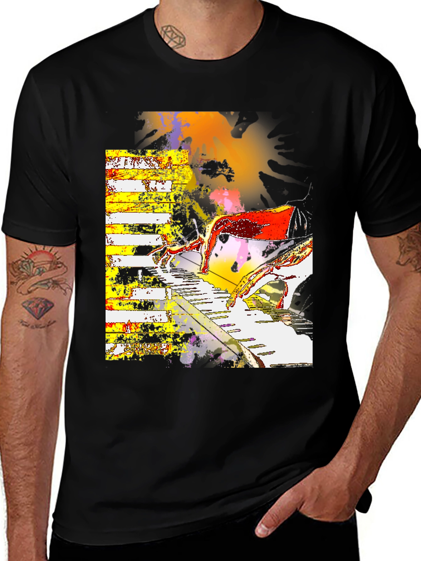 Variant 25 of Abstract Piano Keys Graphic Print T-Shirt
