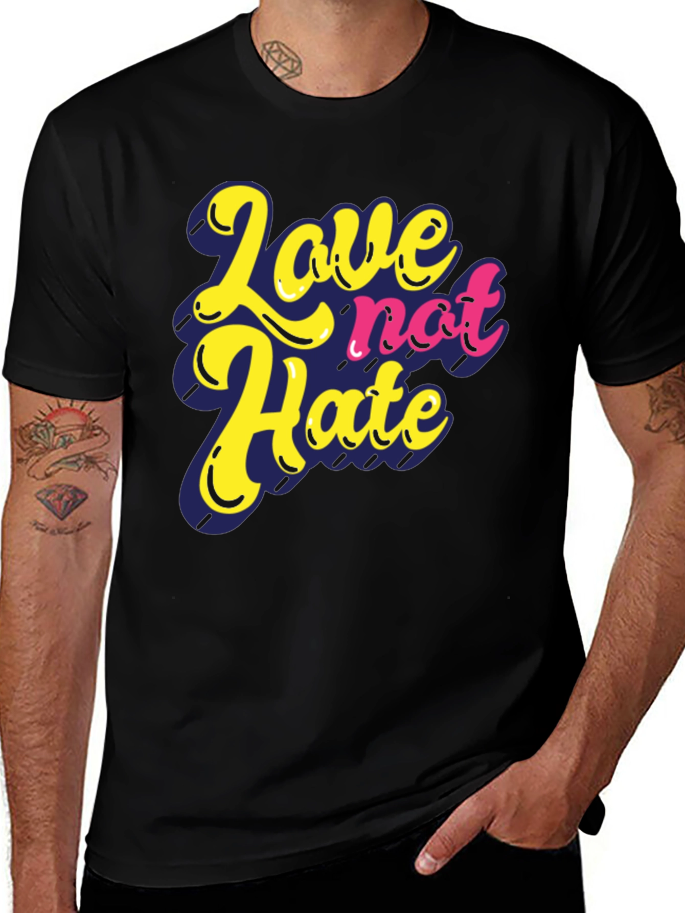 Variant 20 of Love Not Hate Graphic Tee - Stylish Black T-Shirt