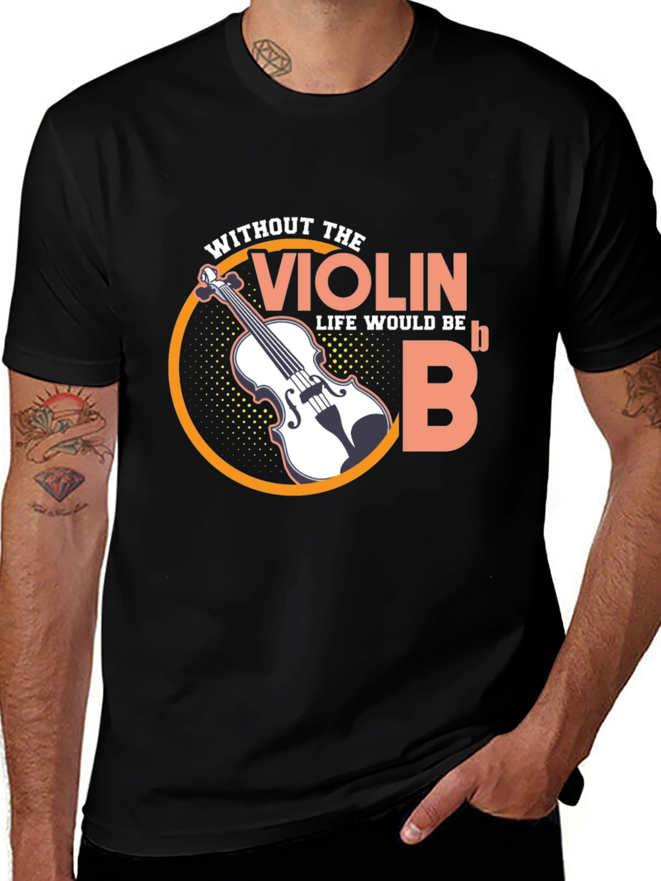 Variant 6 of Violin Life Would Be Flat Funny Music T-Shirt