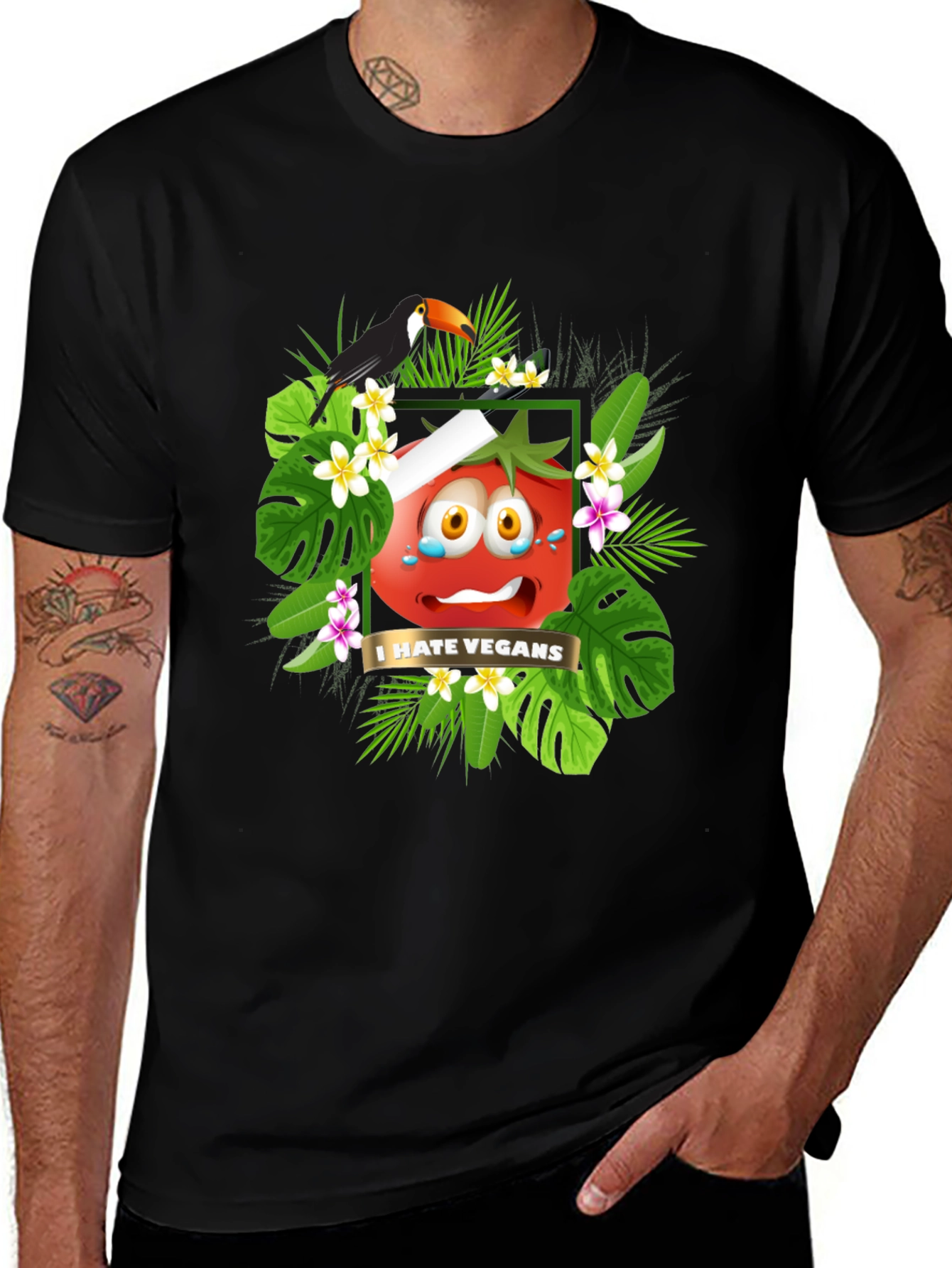 Variant 10 of I Hate Vegans Graphic T-Shirt - Tropical Tomato Tee