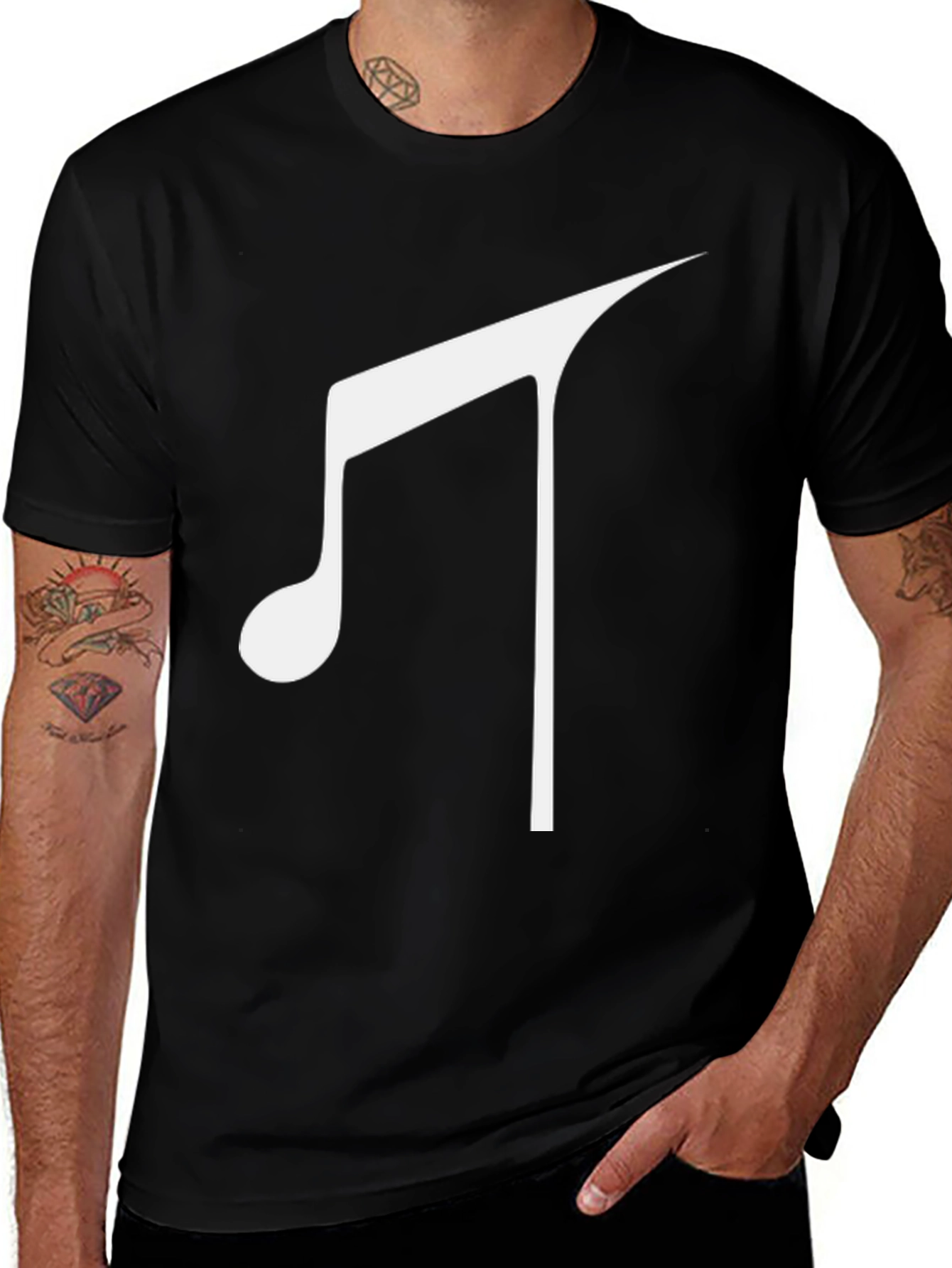 Variant 8 of Music Note Graphic Tee - Black Cotton T-Shirt