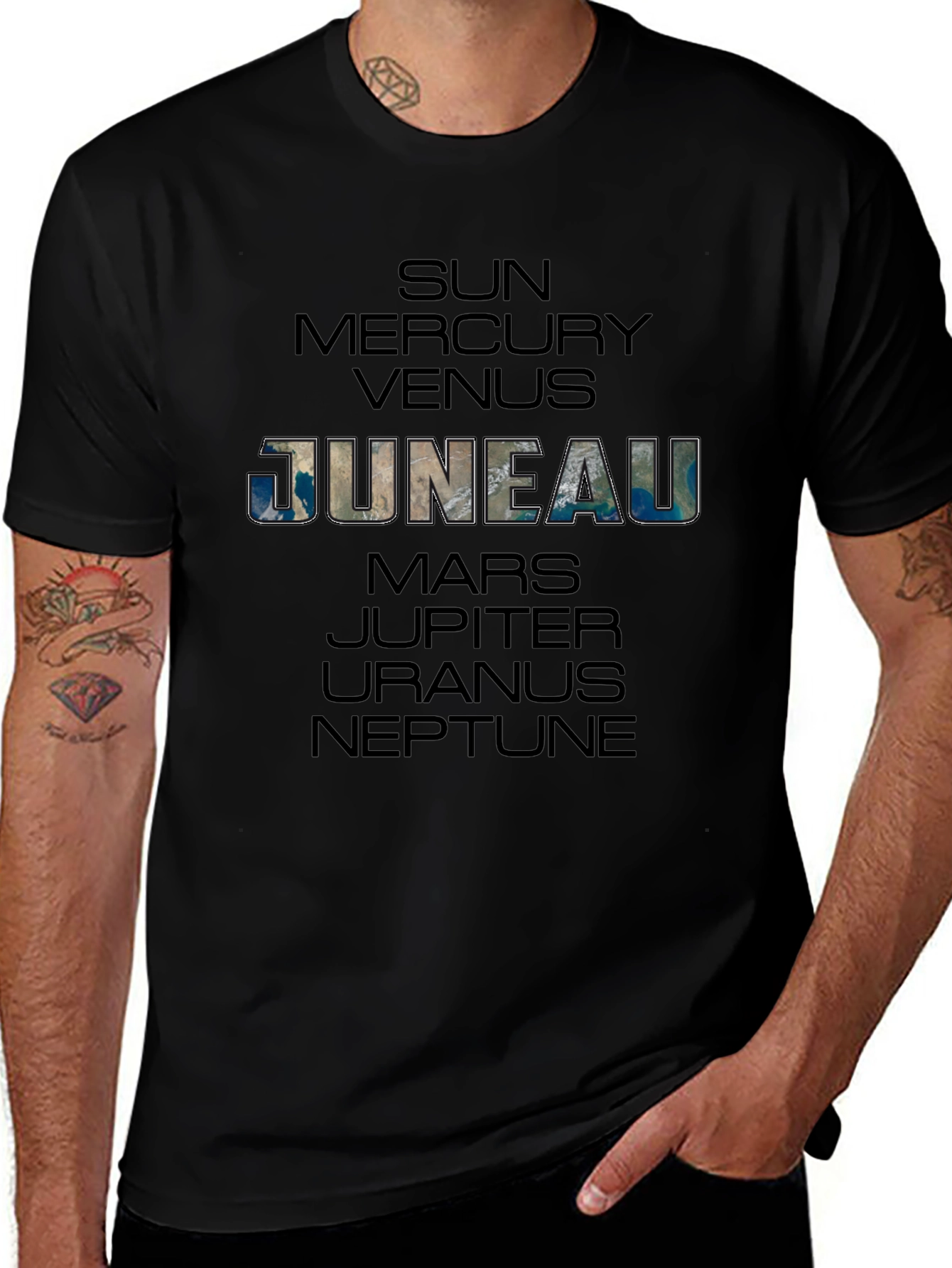 Variant 7 of Planets T-Shirt: Sun, Juneau, Mars, More
