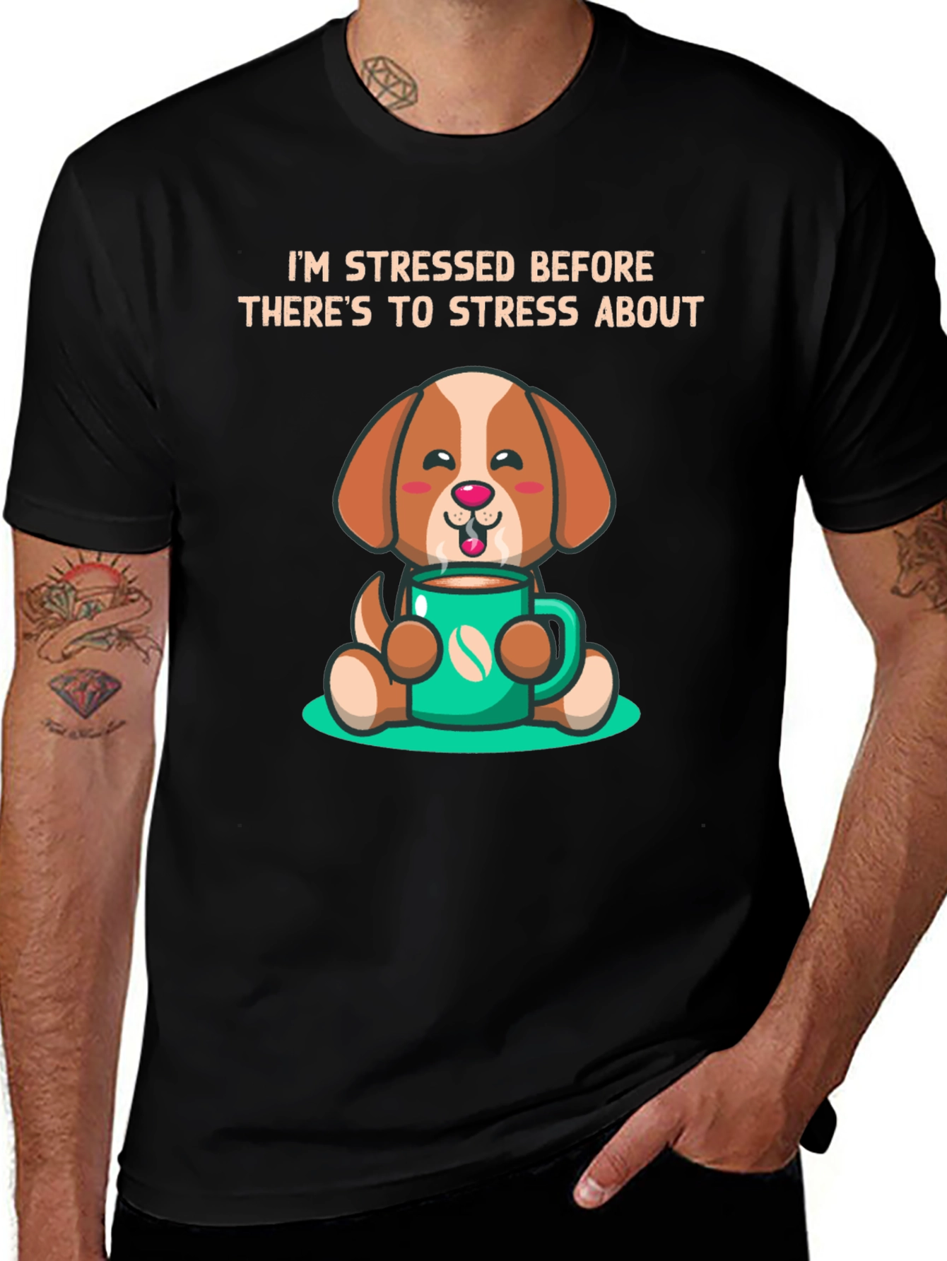Variant 21 of Stressed Puppy Coffee T-Shirt - Cute and Comfy