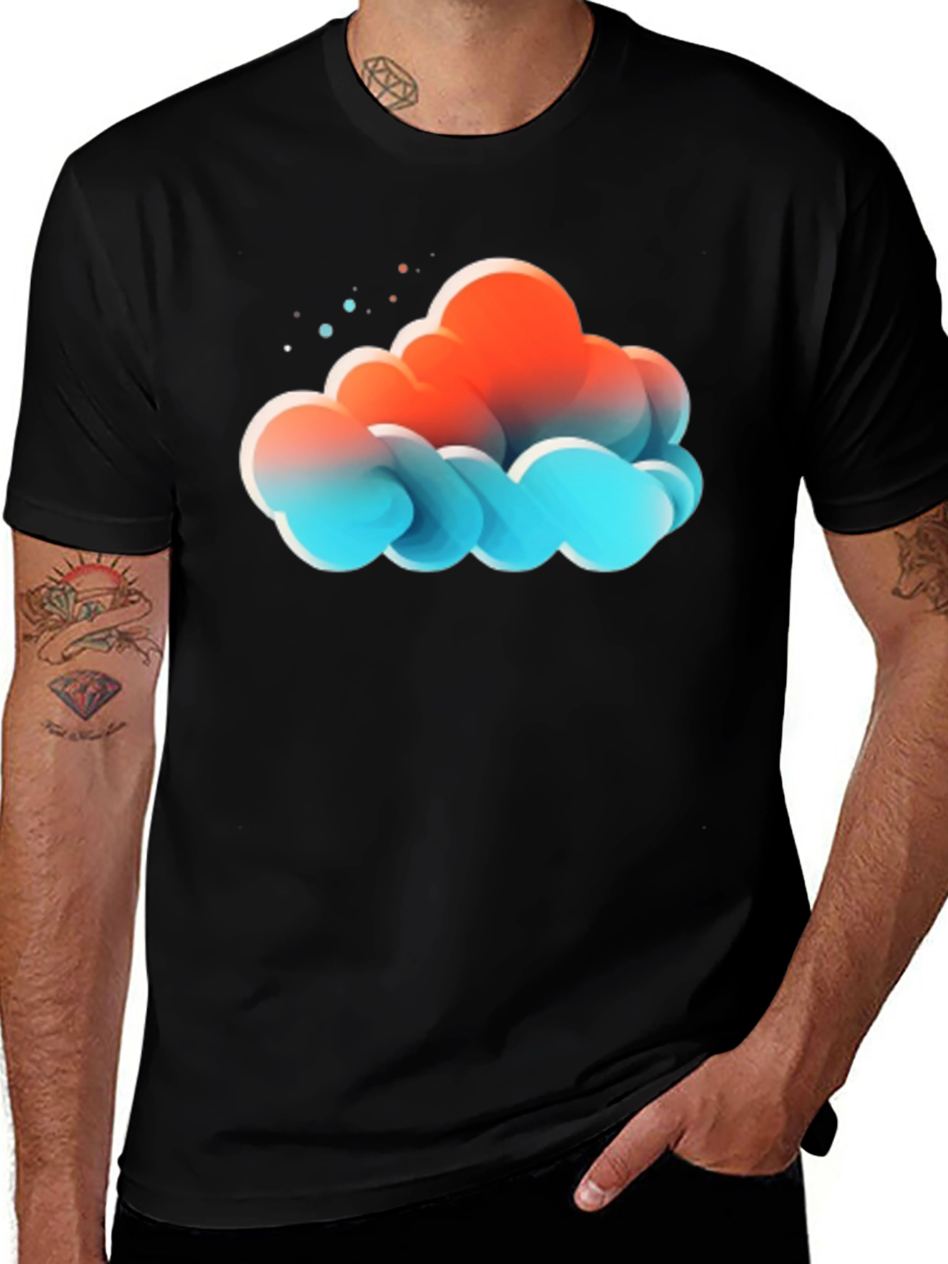 Variant 24 of Abstract Cloud Graphic Print Black T-Shirt