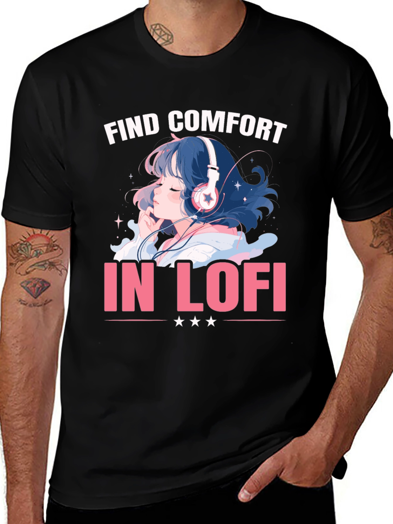 Variant 13 of Find Comfort in LoFi Black Graphic Tee