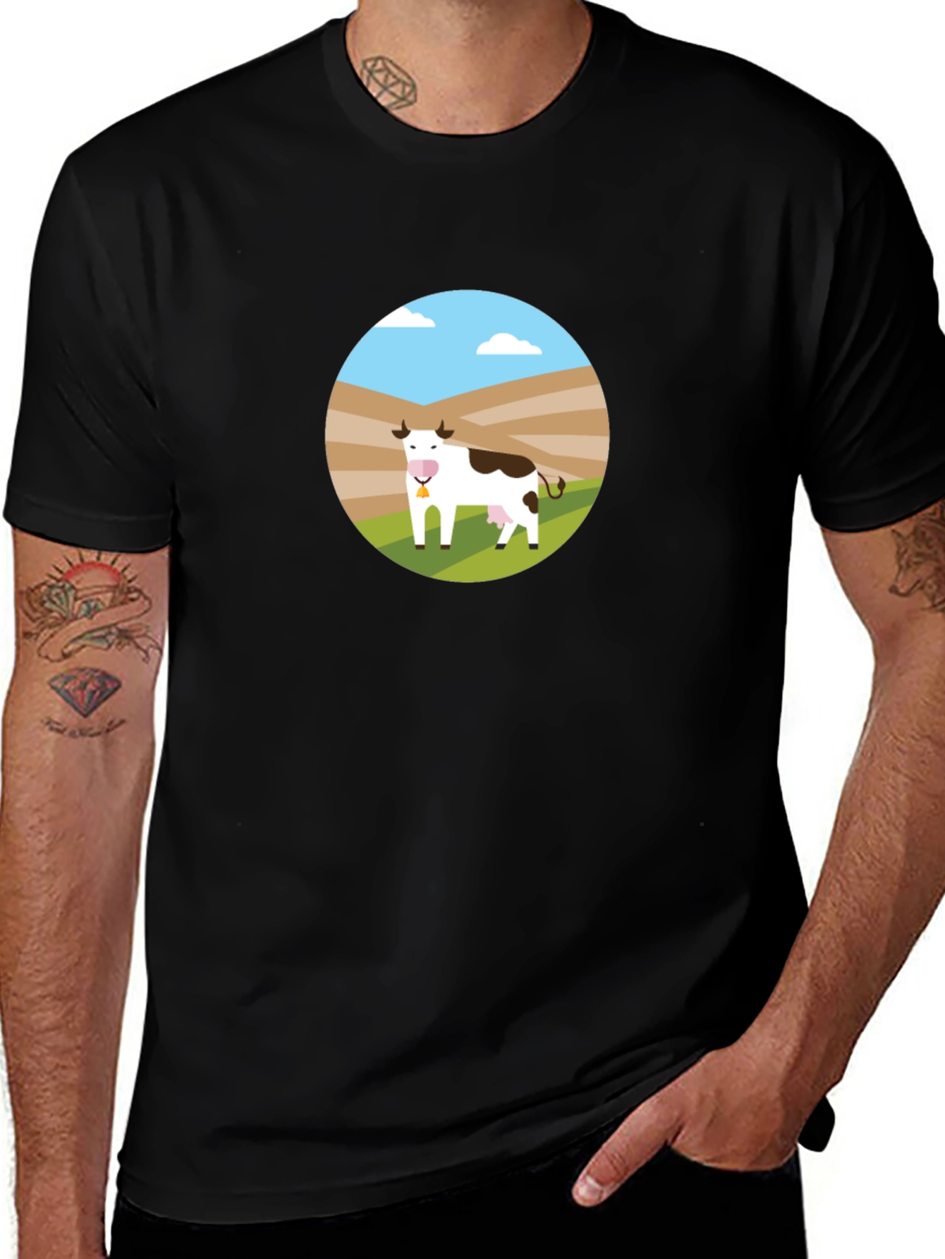 Black Cow Graphic Black T-Shirt main image