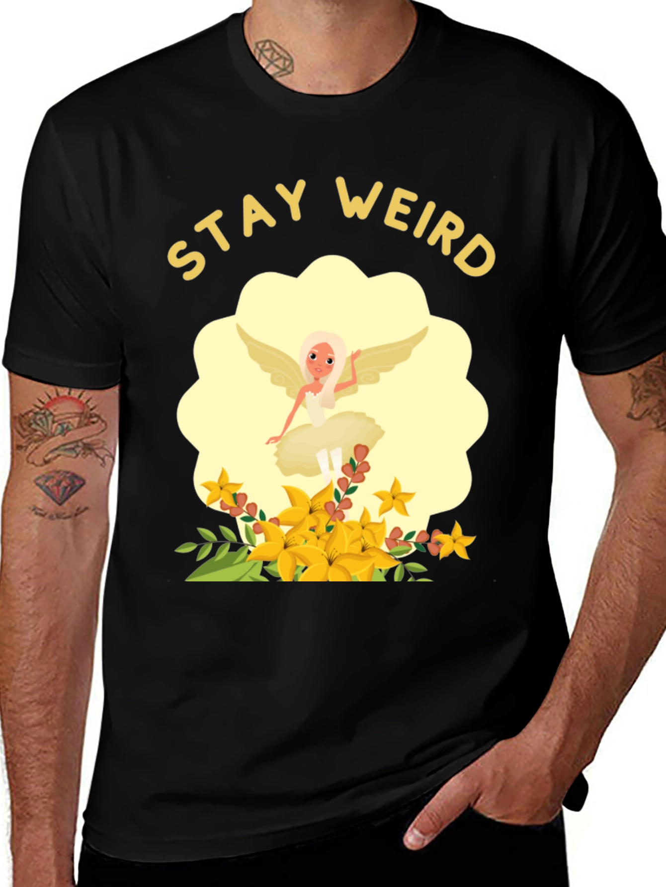 Stay Weird Fairy Flower T-Shirt - Unique Graphic Tee