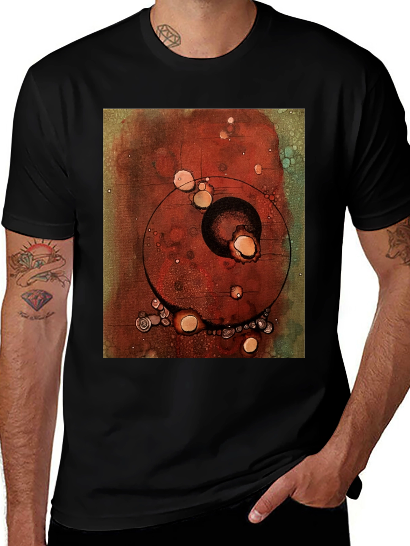 Variant 25 of Abstract Art Print Black Crew Neck T-Shirt