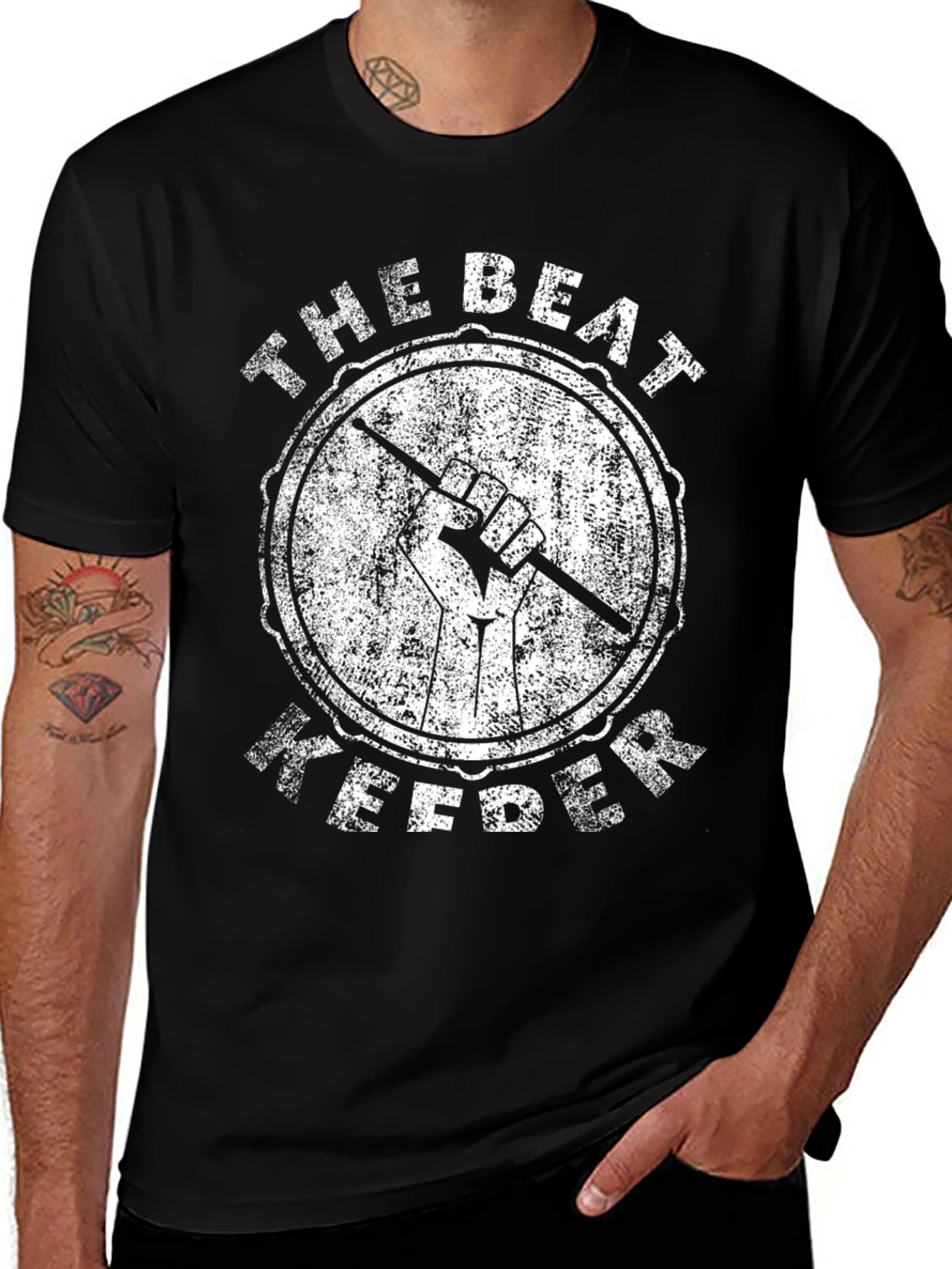 Variant 14 of The Beat Keeper Black Drummer T-Shirt