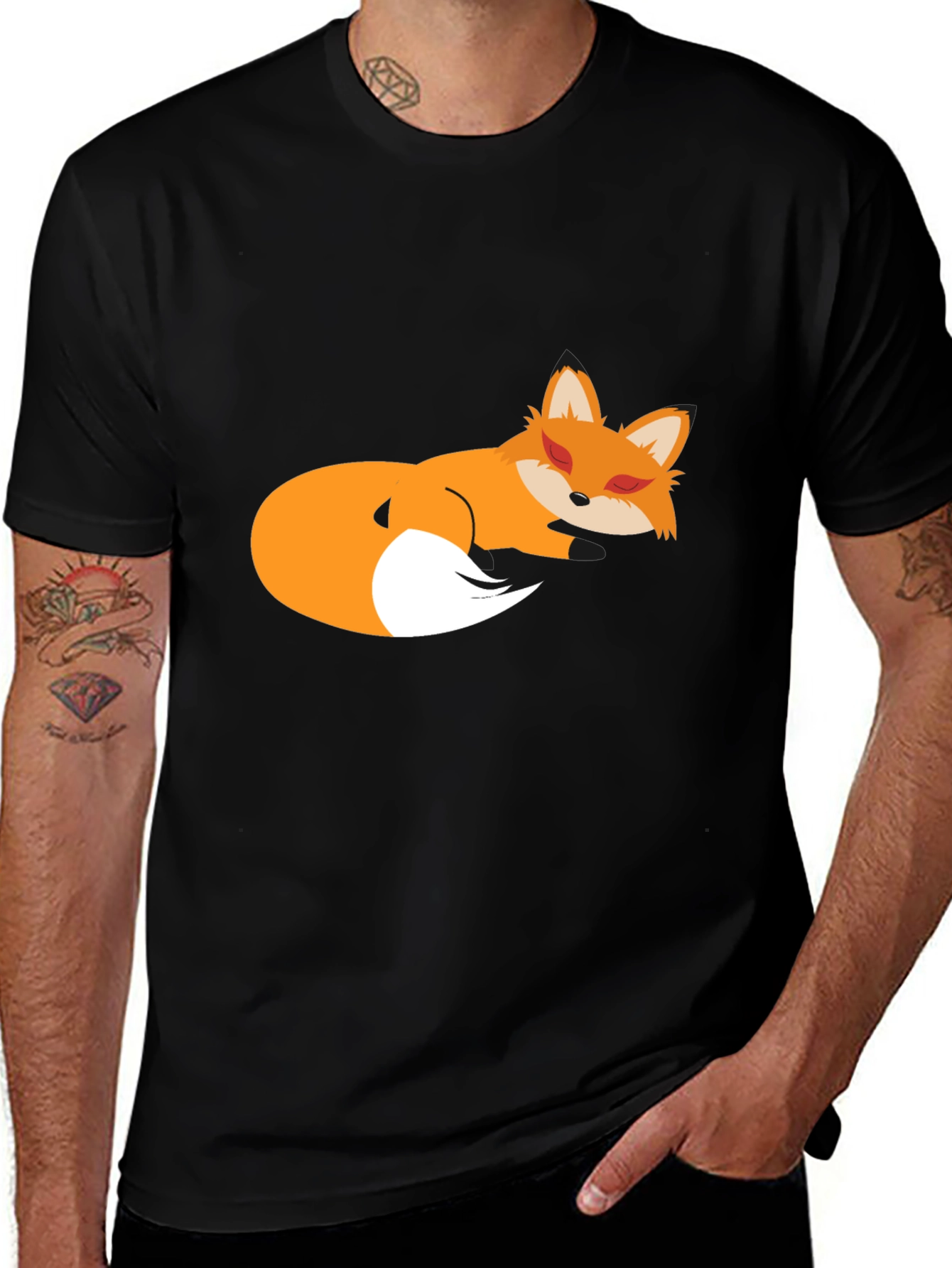 Variant 3 of Sleeping Fox Graphic Tee - Soft Cotton Comfort