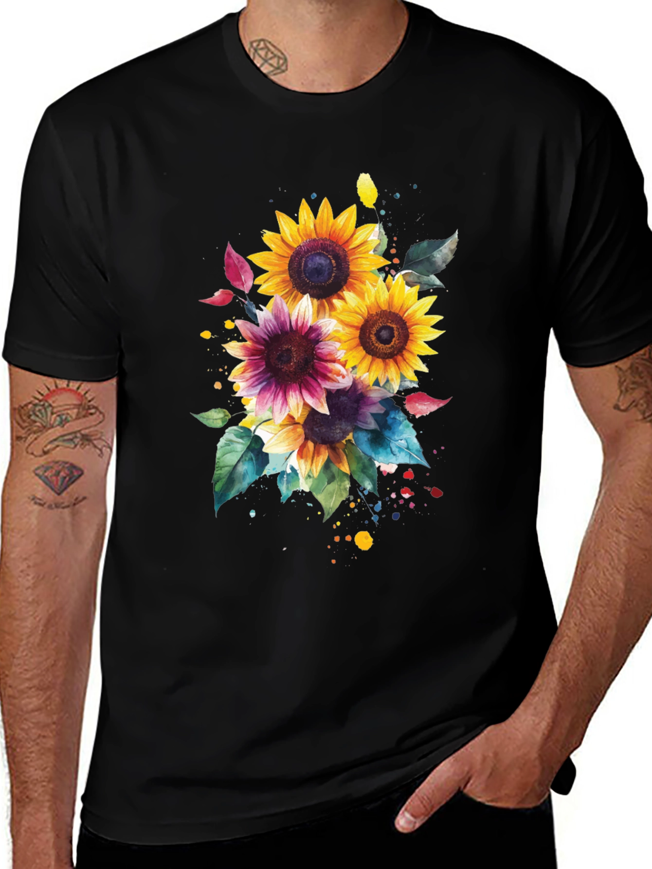 Variant 6 of Sunflower Watercolor Graphic T-Shirt