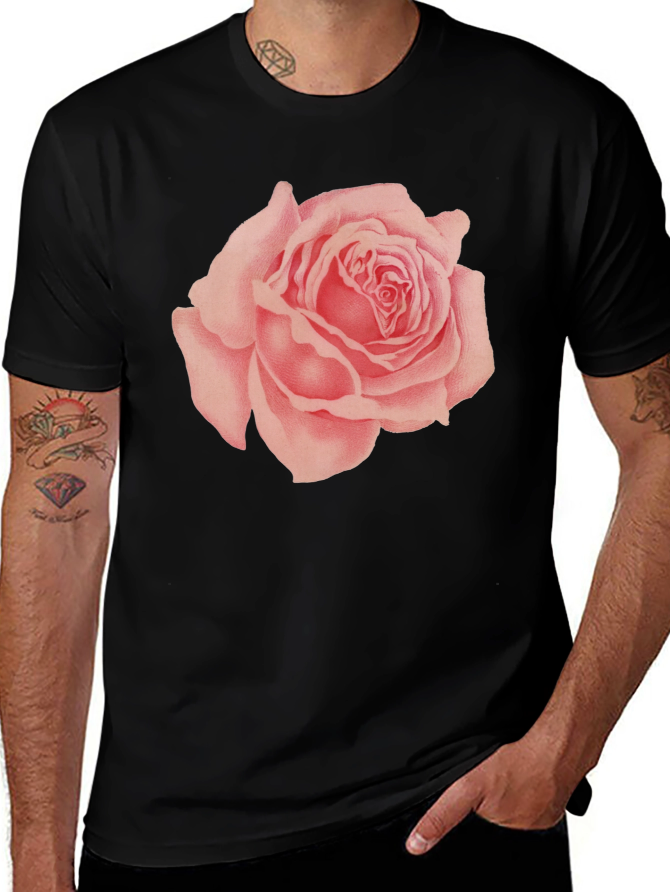 Variant 29 of Rose Graphic Black T-Shirt