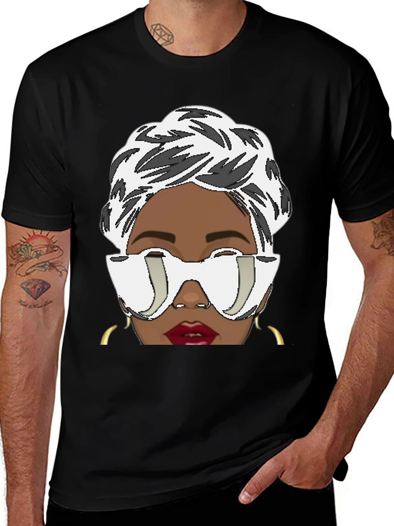 Variant 3 of Stylish Graphic Tee - Diva with Sunglasses
