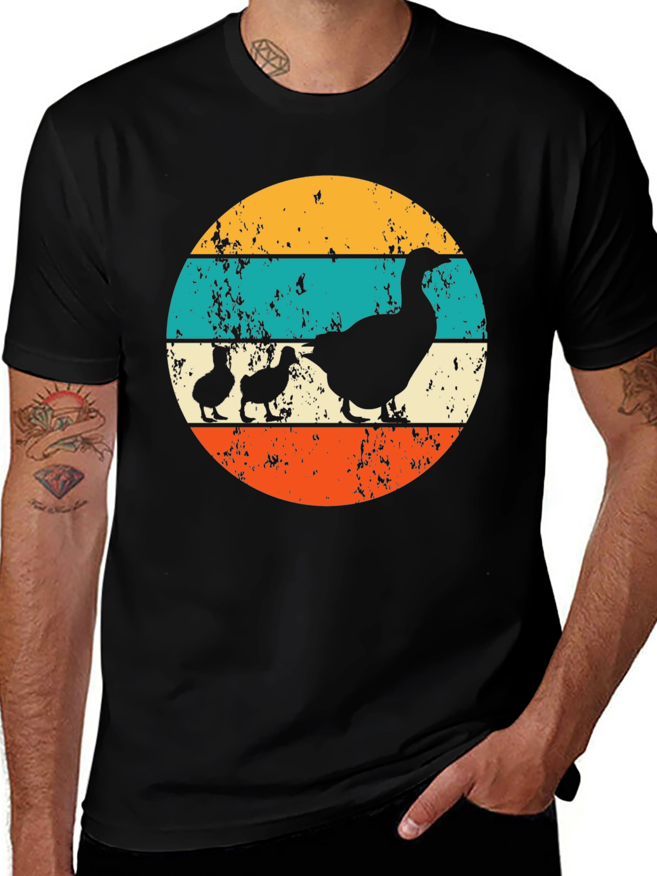 Variant 20 of Retro Goose and Ducklings Graphic Tee