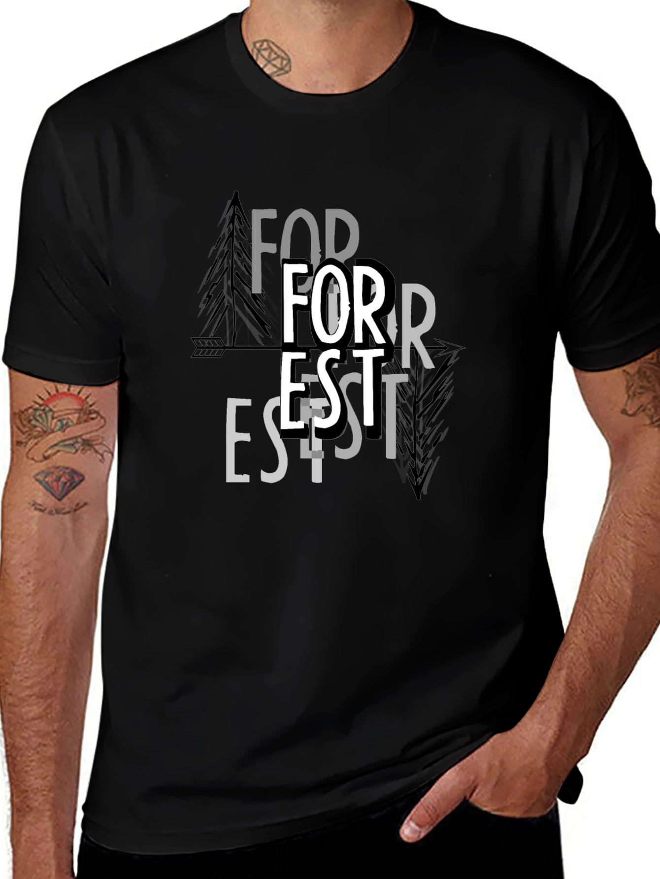 Variant 22 of Forest Graphic Print Black T-Shirt