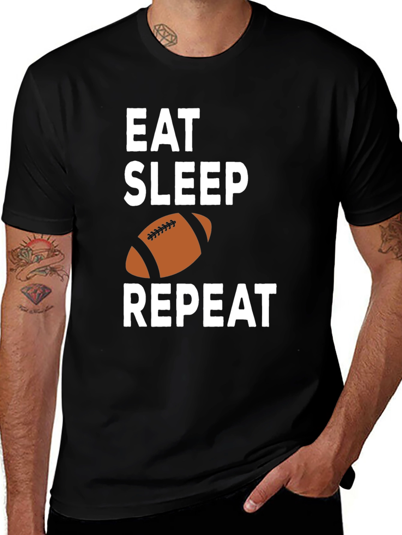 Variant 28 of Eat Sleep Football Repeat Graphic Tee
