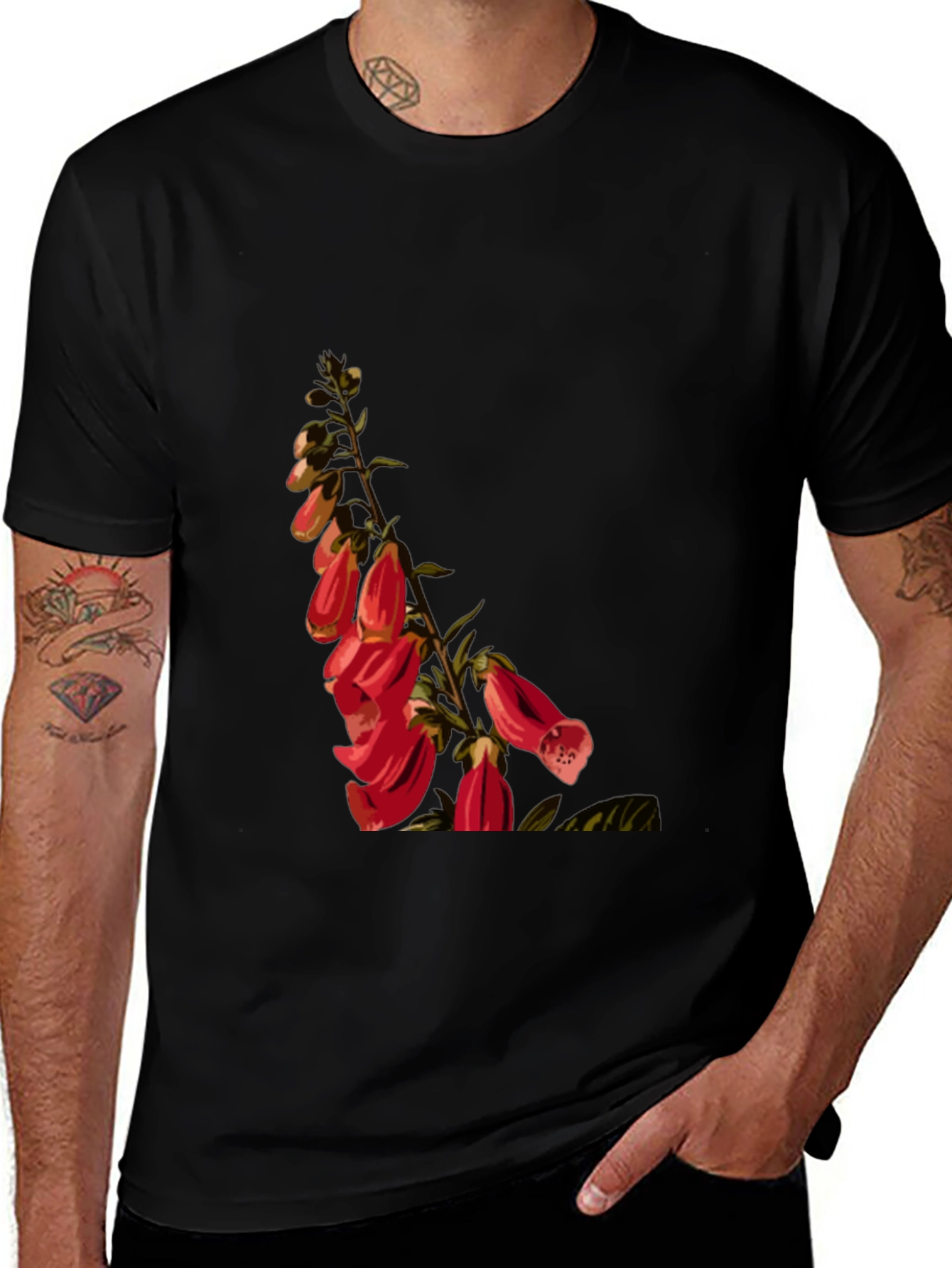 Variant 19 of Floral Print Black T-Shirt