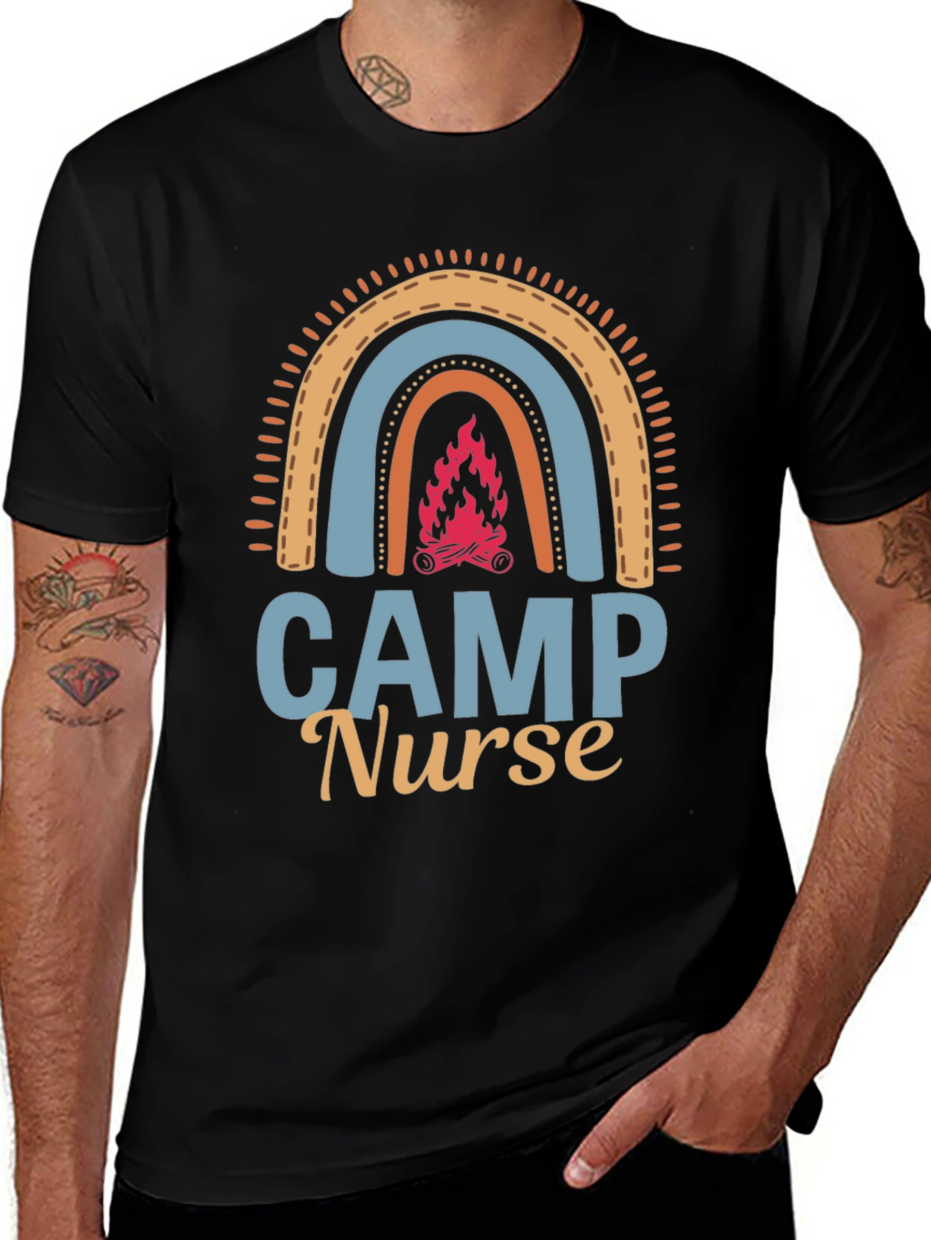 Camp Nurse Rainbow Graphic T-Shirt
