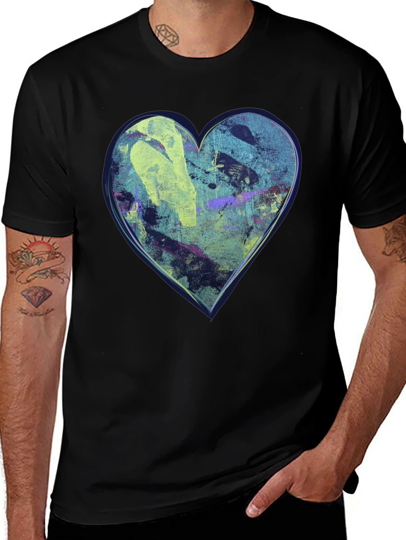 Variant 22 of Abstract Heart Graphic Black T-Shirt