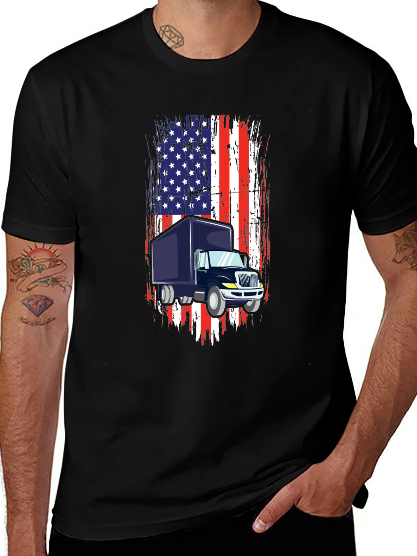 Variant 23 of American Trucker Flag Graphic T-Shirt